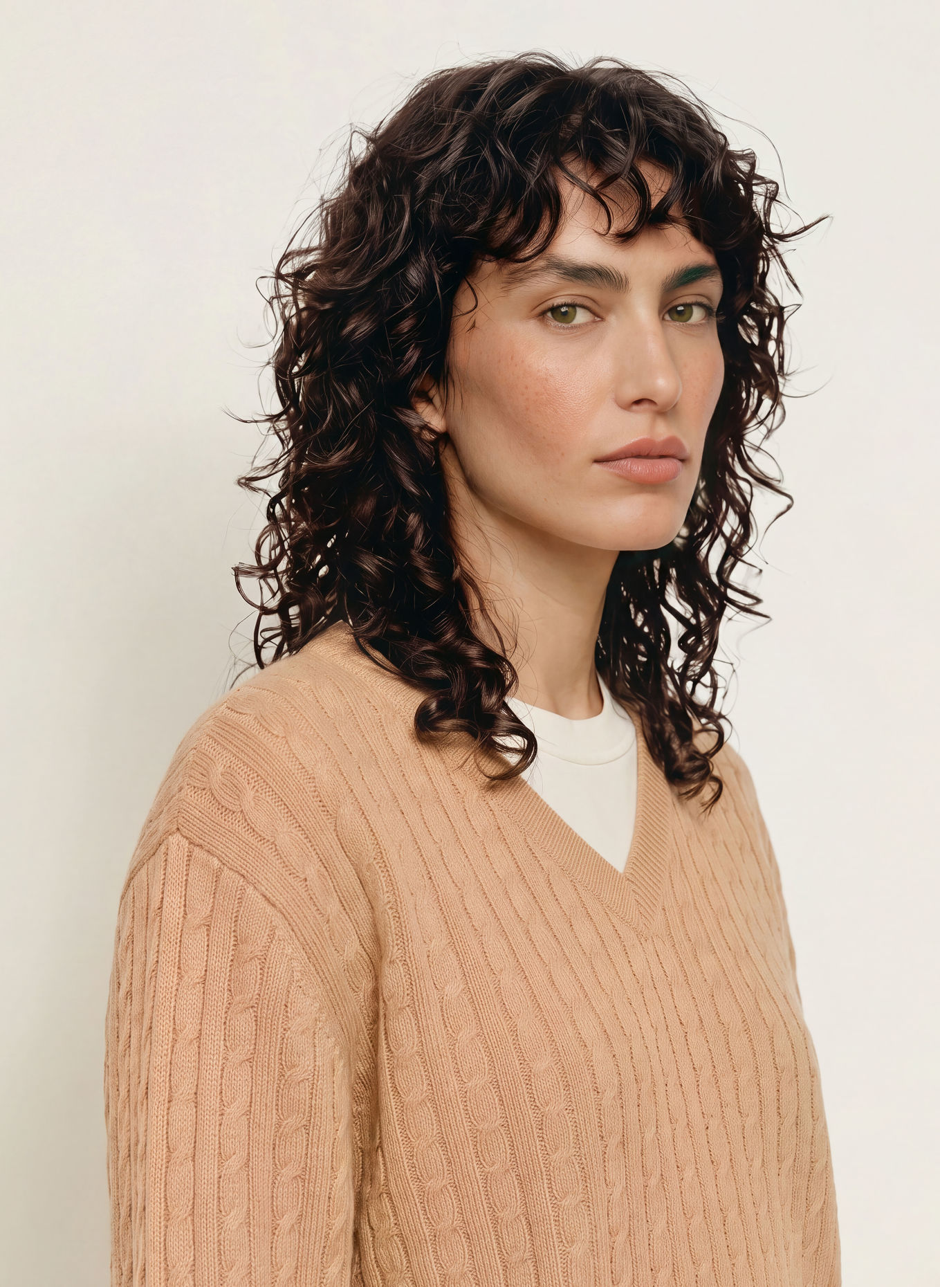 SANDRO Pullover: CAMEL / WEISS