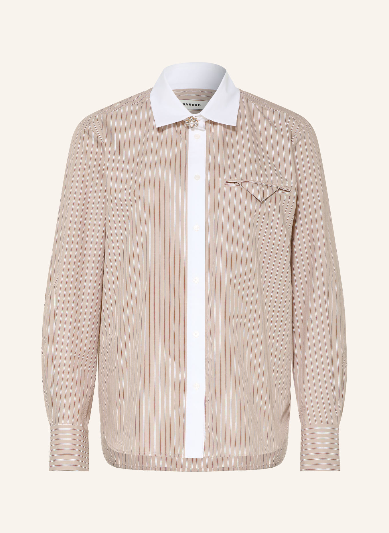 SANDRO Hemdbluse: BEIGE / BRAUN / WEISS
