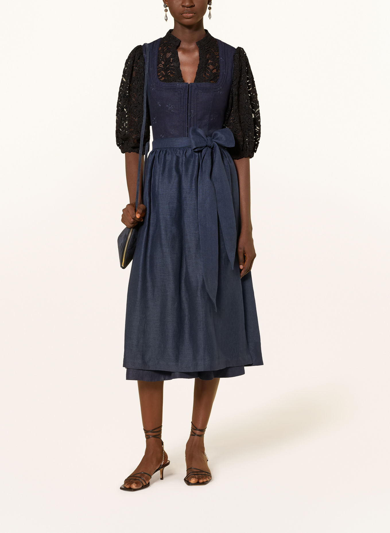 LIMBERRY Linnen dirndl FELICITAS: DONKERBLAUW