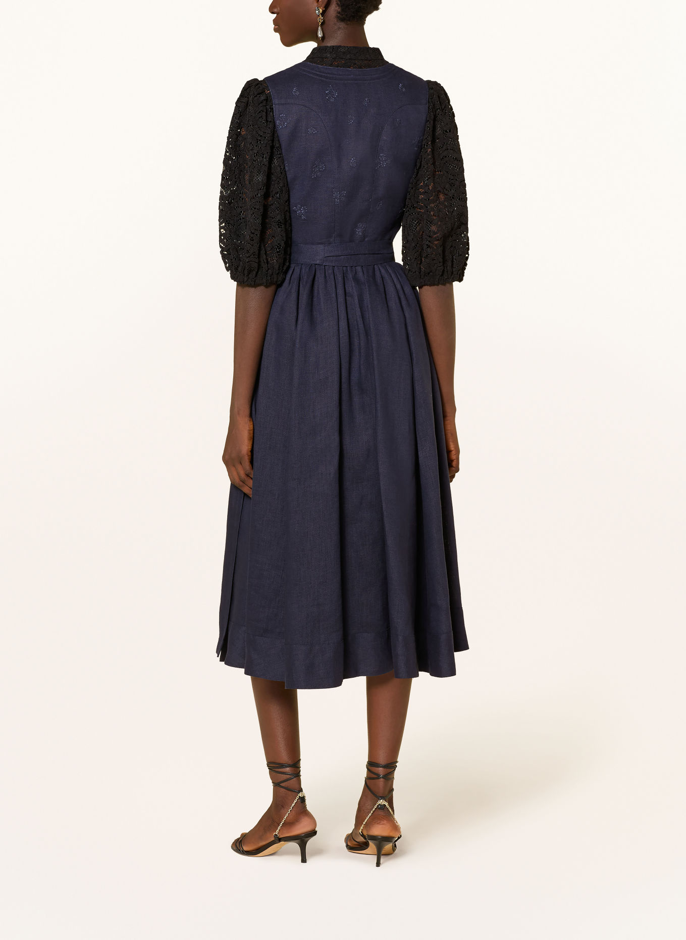 LIMBERRY Linnen dirndl FELICITAS: DONKERBLAUW
