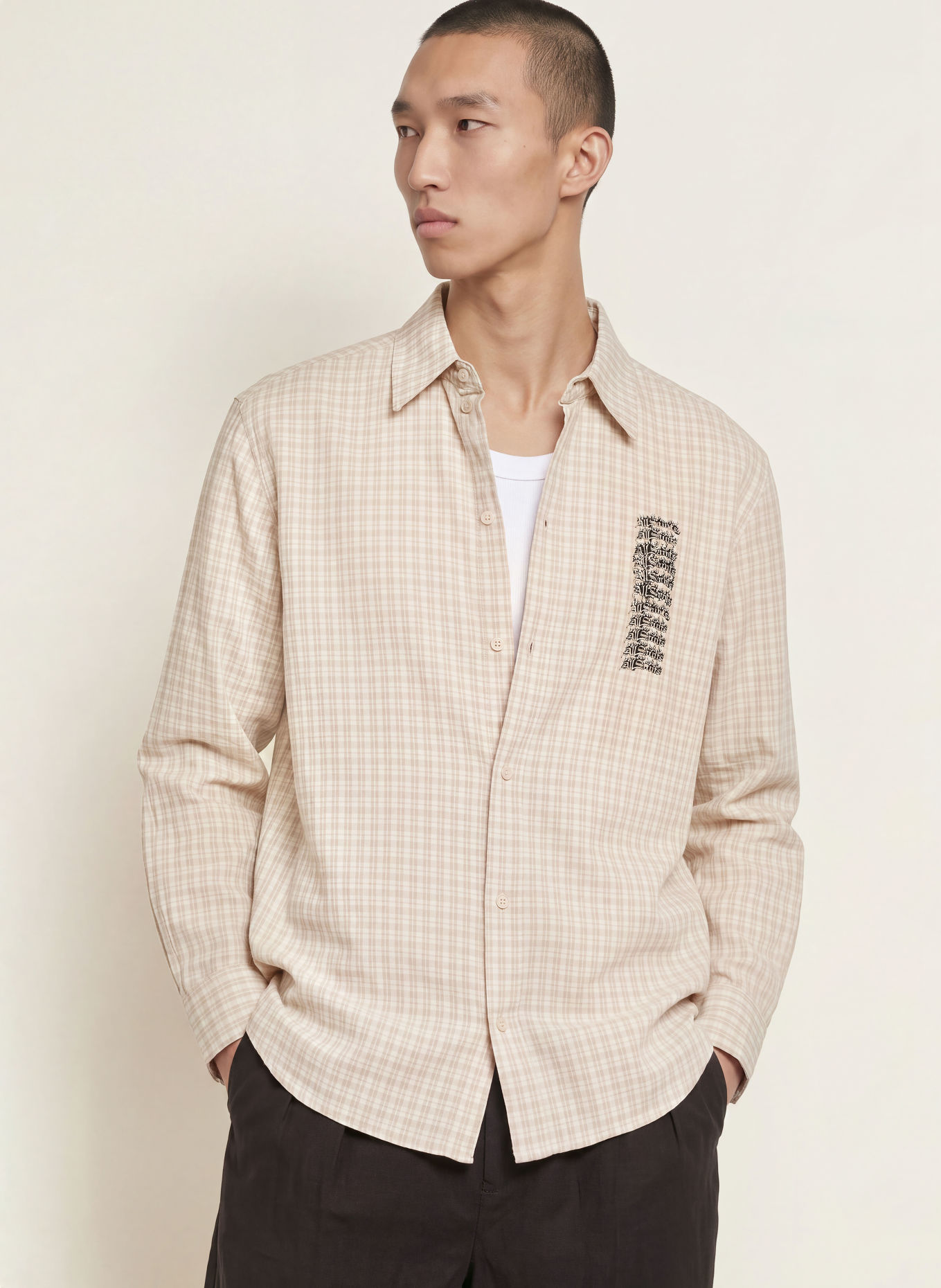 ALLSAINTS Overshirt REPEATER: BEIGE / CRÈME