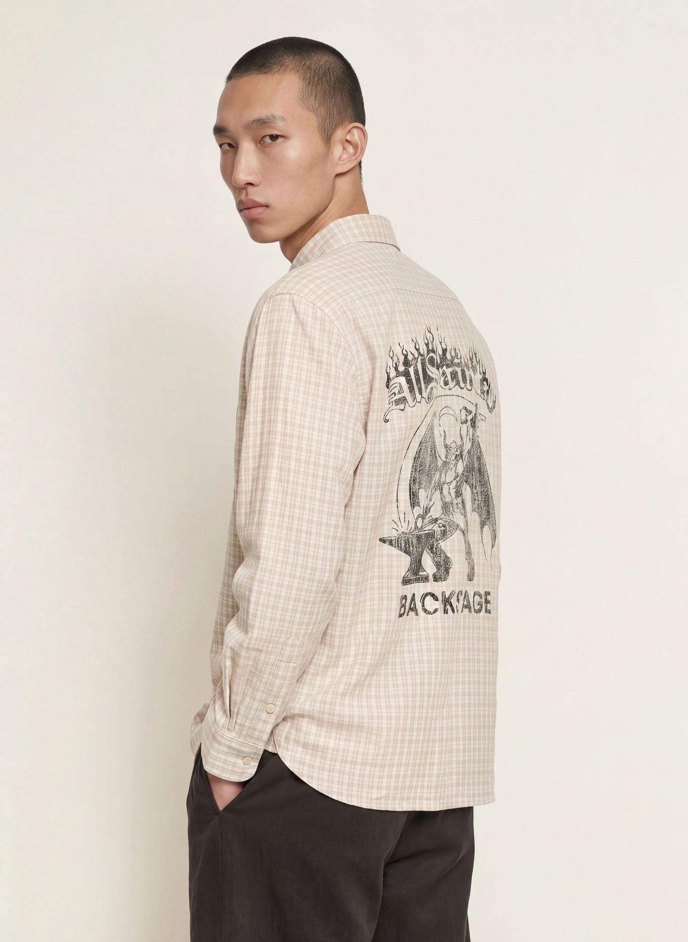 ALLSAINTS Overshirt REPEATER: BEIGE / CRÈME