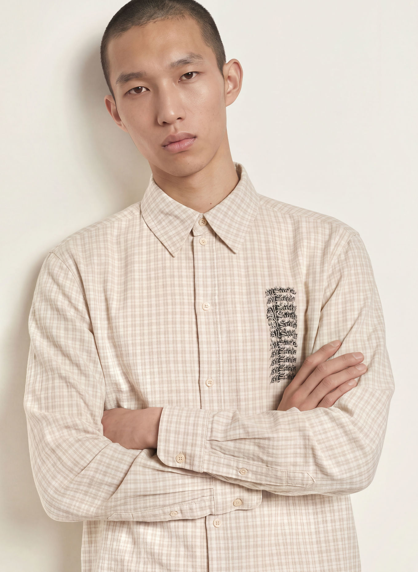 ALLSAINTS Overshirt REPEATER: BEIGE / CRÈME