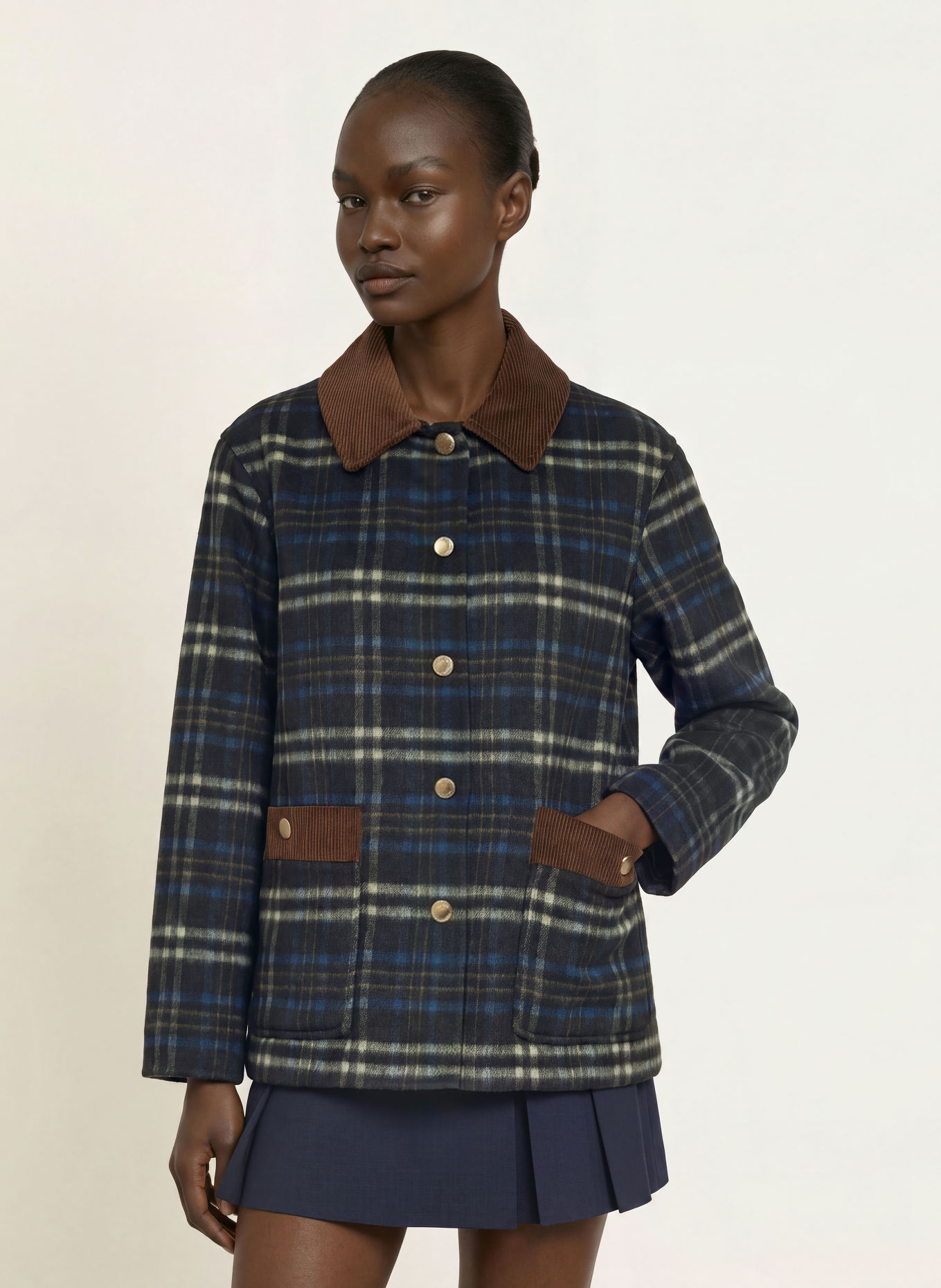 CLAUDIE PIERLOT Overjacket im Materialmix: SCHWARZ / HELLGRAU / BLAU
