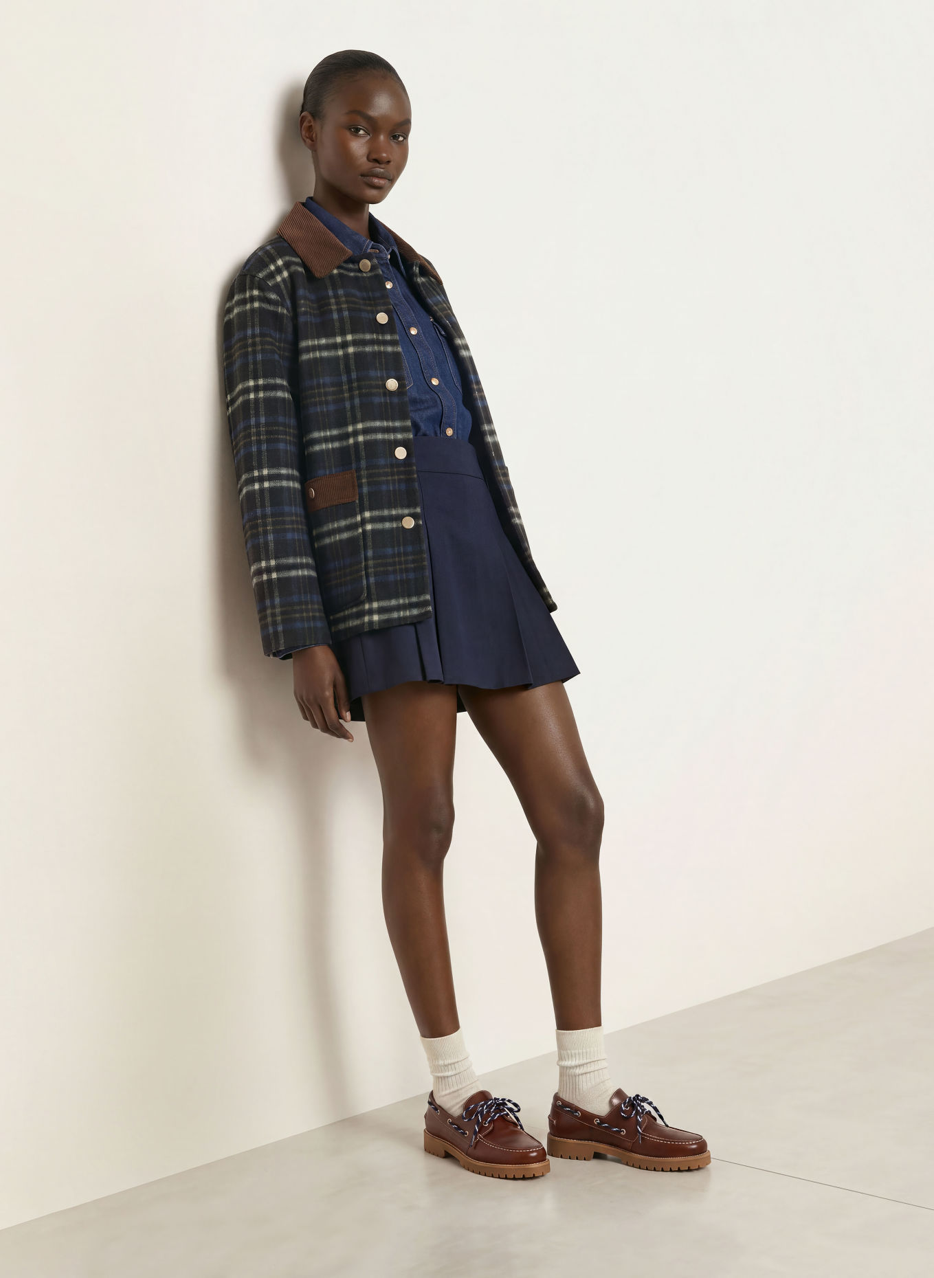 CLAUDIE PIERLOT Overjacket im Materialmix: SCHWARZ / HELLGRAU / BLAU