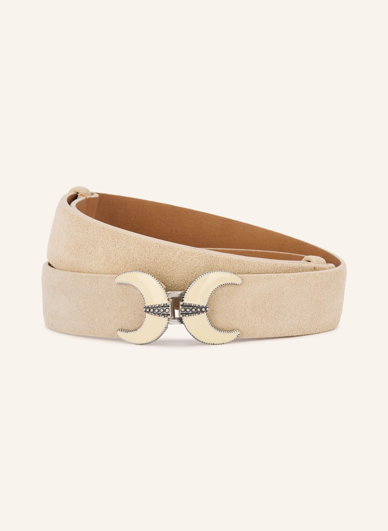 ba&sh Curea din piele BIBI: CREM / ARGINT