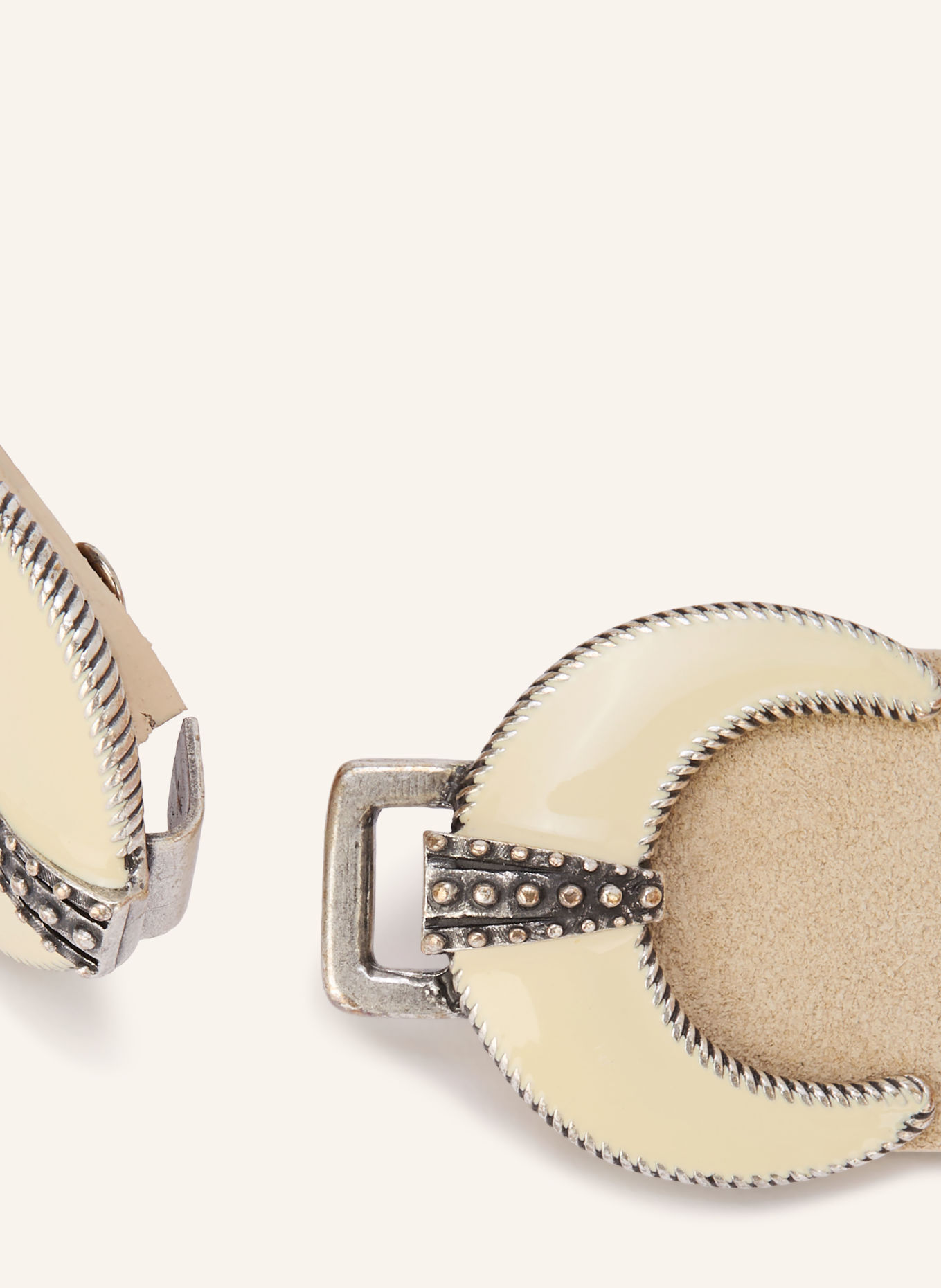 ba&sh Curea din piele BIBI: CREM / ARGINT