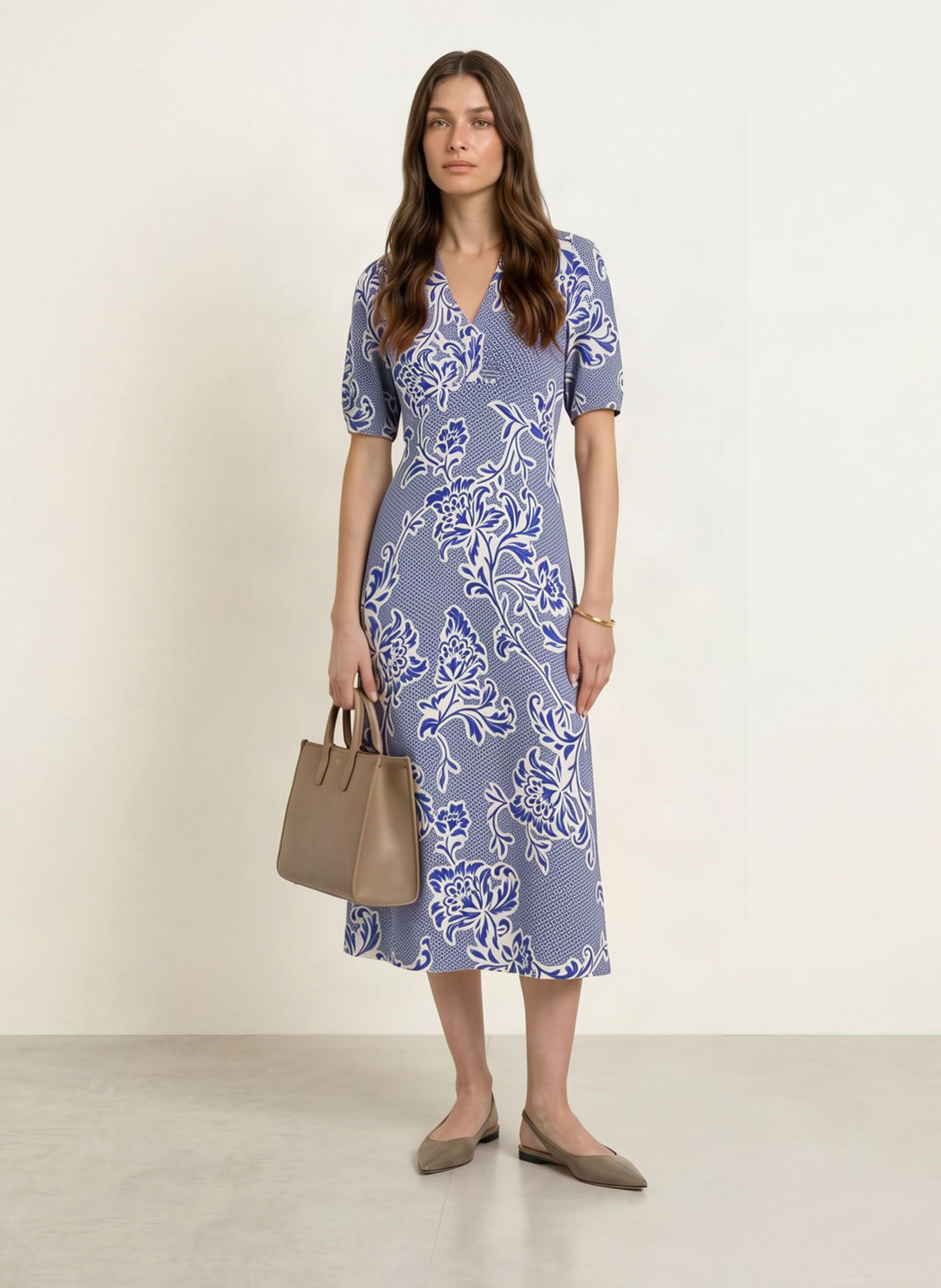HOBBS Kleid SIDONIE: BLAU / CREME