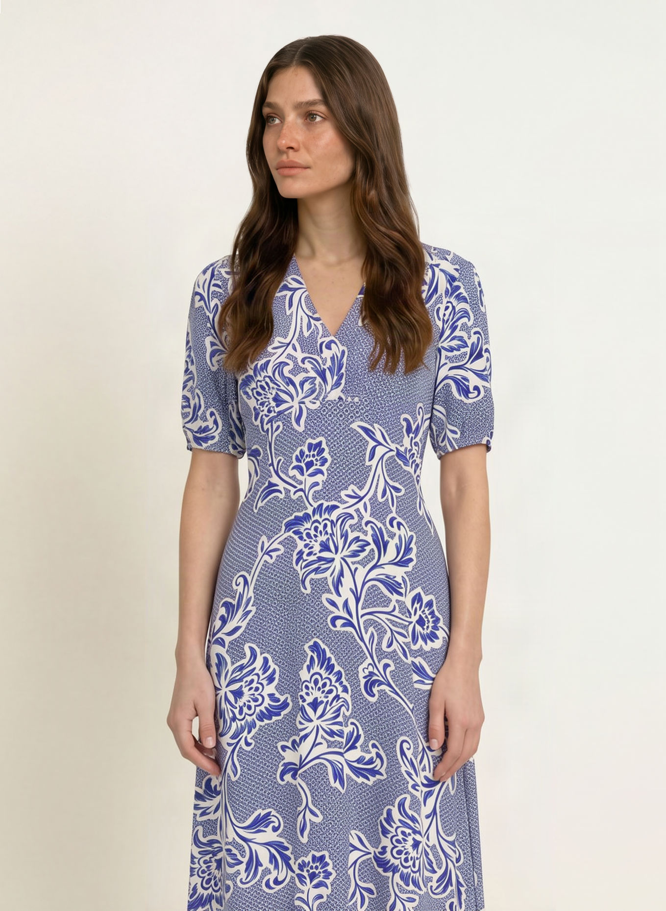 HOBBS Kleid SIDONIE: BLAU / CREME