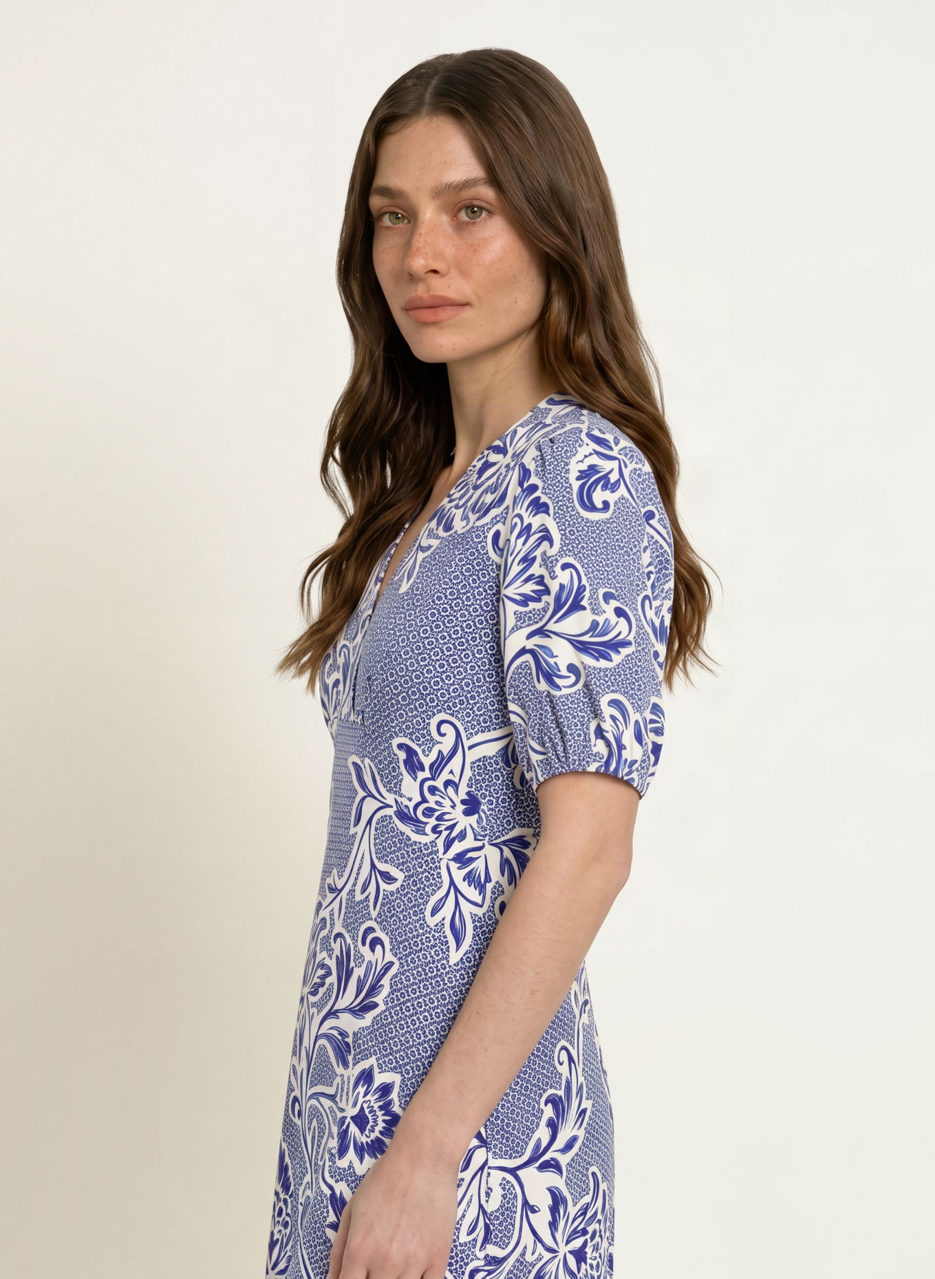 HOBBS Kleid SIDONIE: BLAU / CREME
