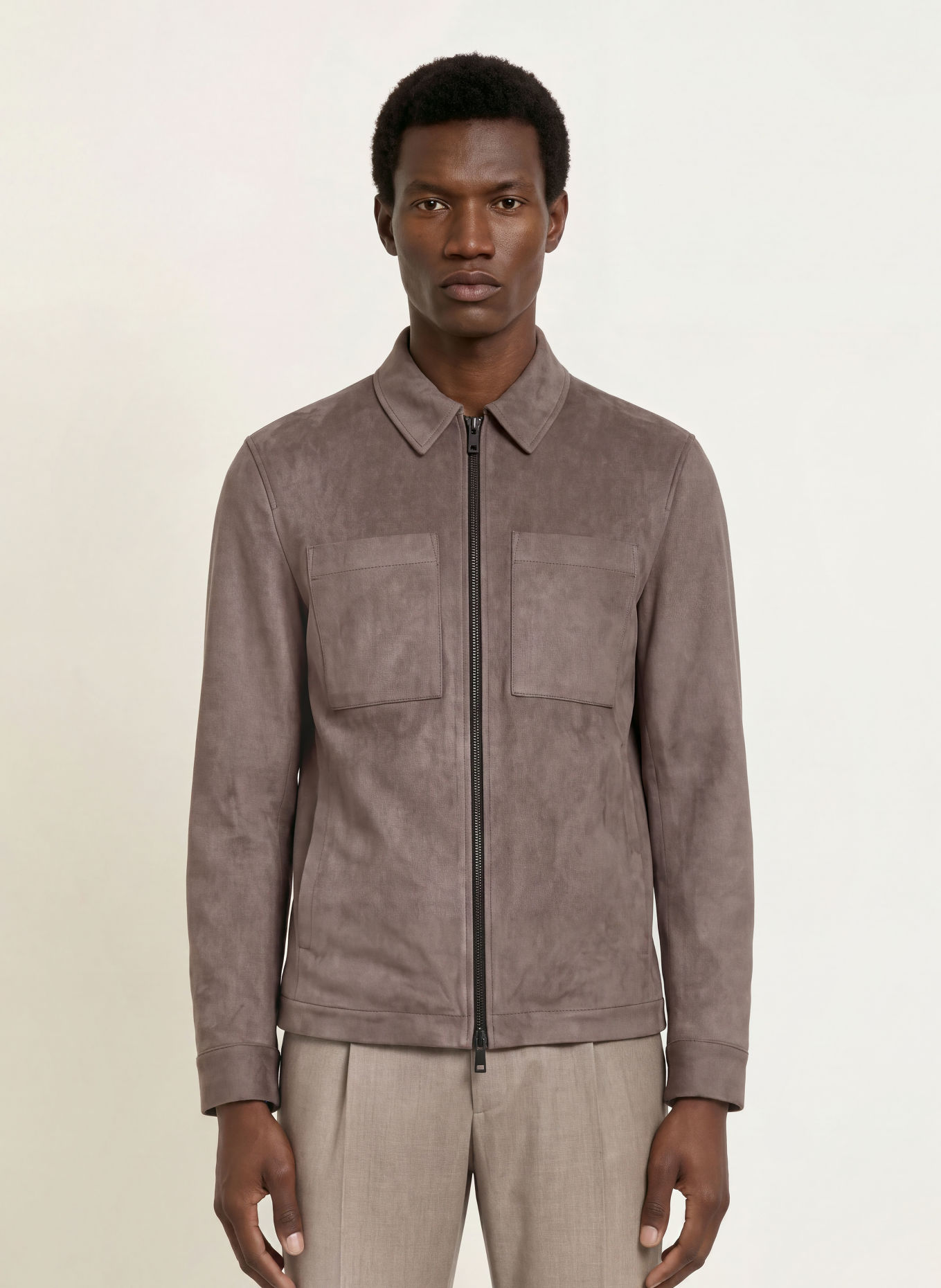 ROY ROBSON Overjacket in leerlook: DONKERGRIJS