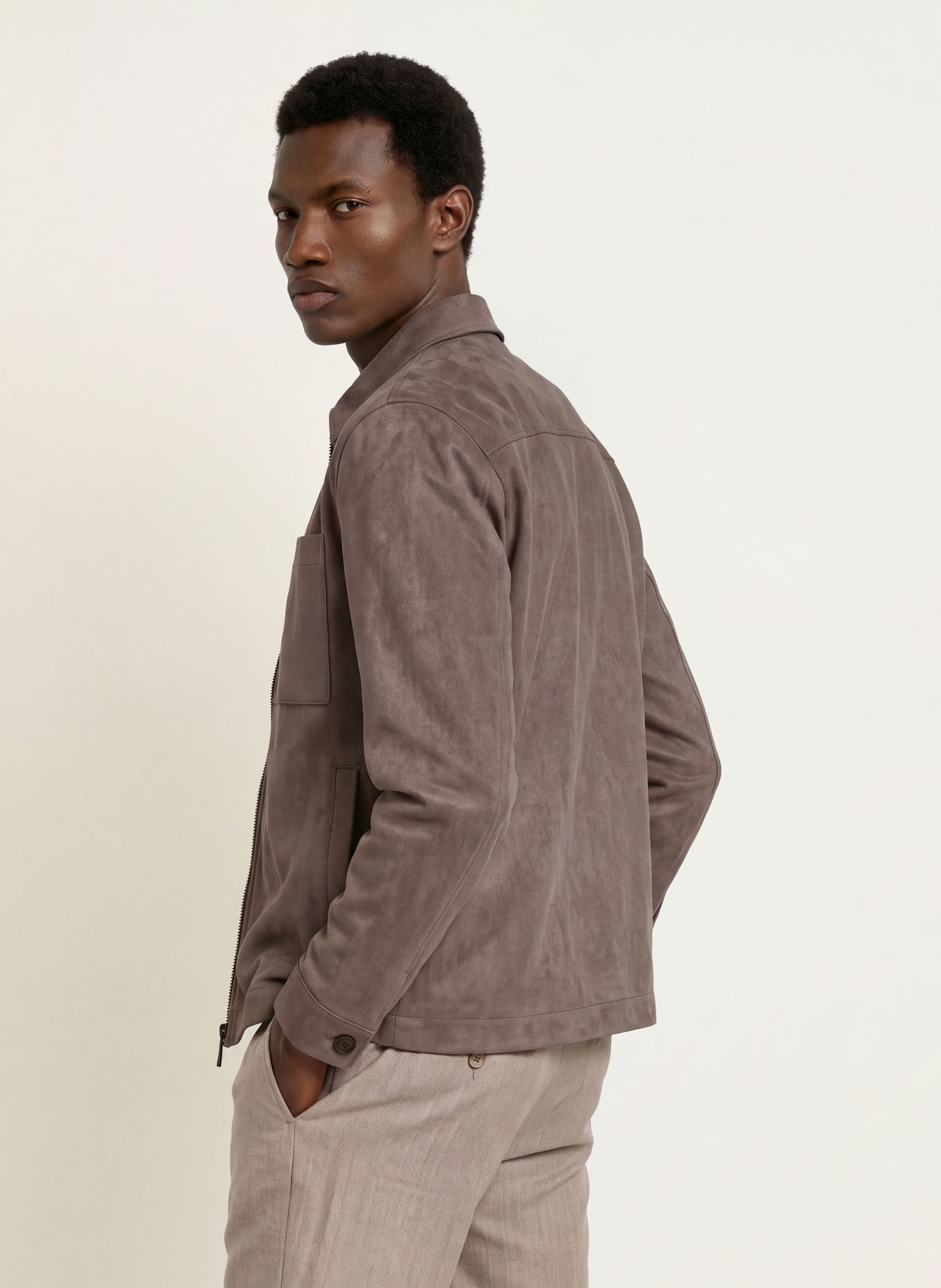 ROY ROBSON Overjacket in leerlook: DONKERGRIJS