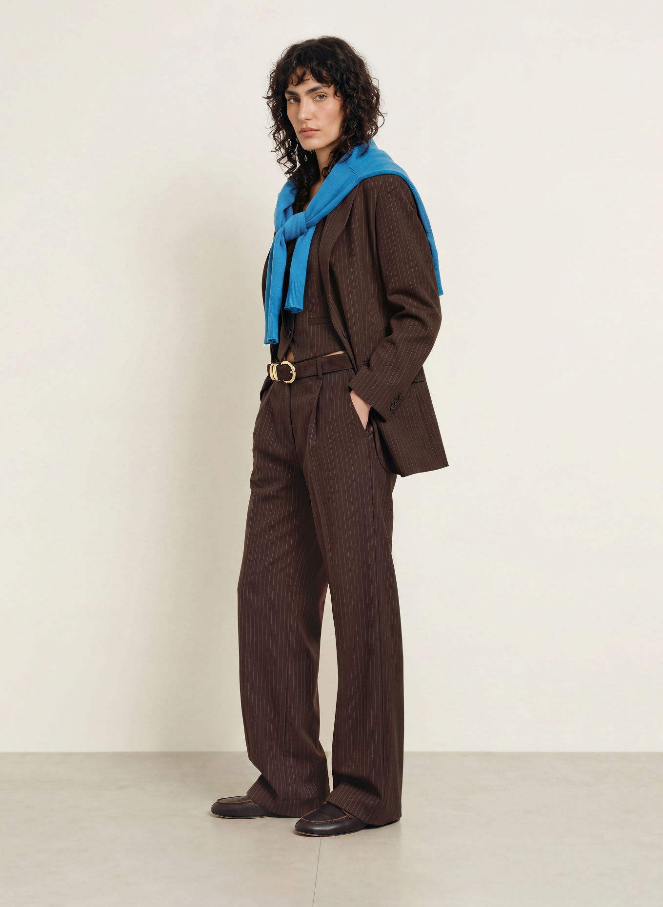 SANDRO Marlenehose: DUNKELBRAUN / BLAU
