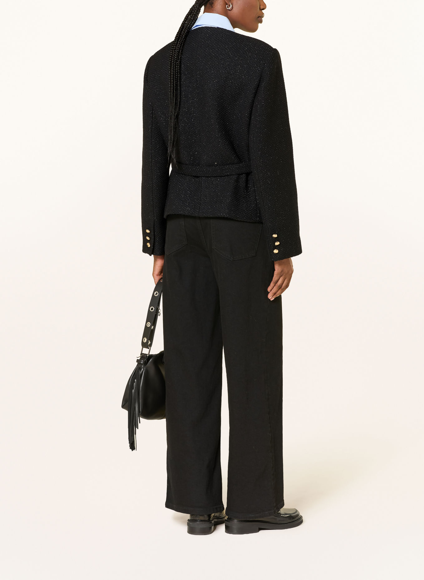 maje Tweed-Blazer mit Glitzergarn: SCHWARZ / GOLD