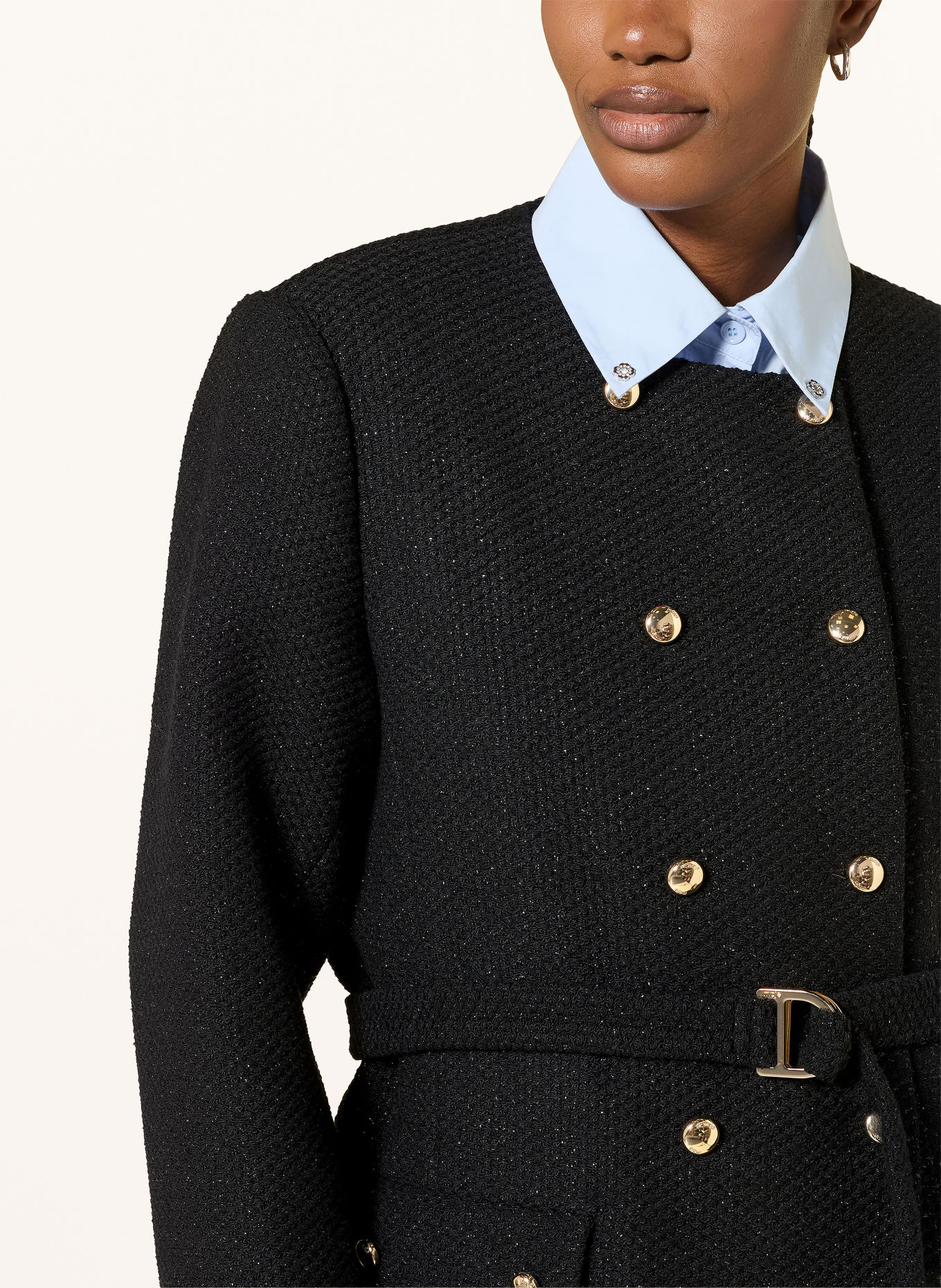 maje Tweed-Blazer mit Glitzergarn: SCHWARZ / GOLD