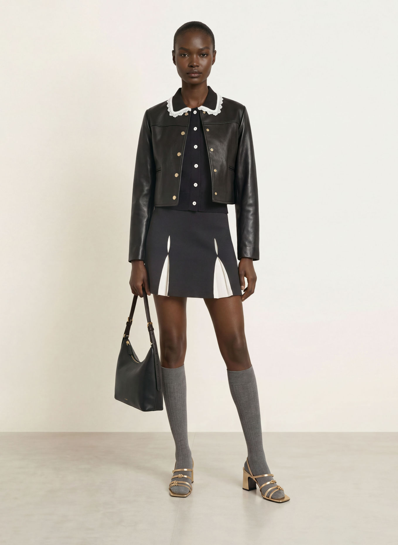 CLAUDIE PIERLOT Strickrock: SCHWARZ / WEISS