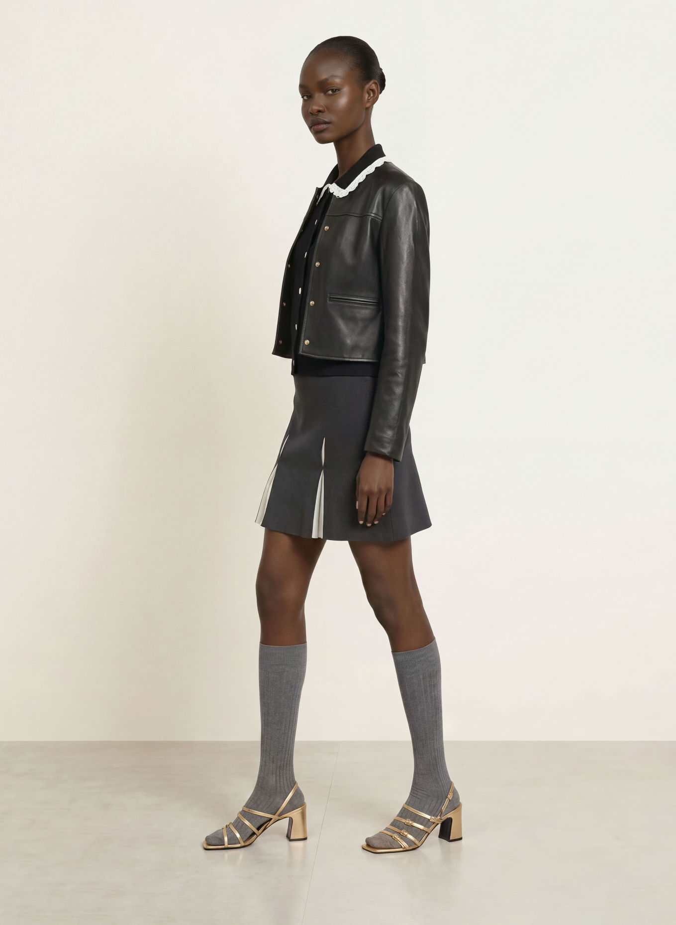 CLAUDIE PIERLOT Strickrock: SCHWARZ / WEISS