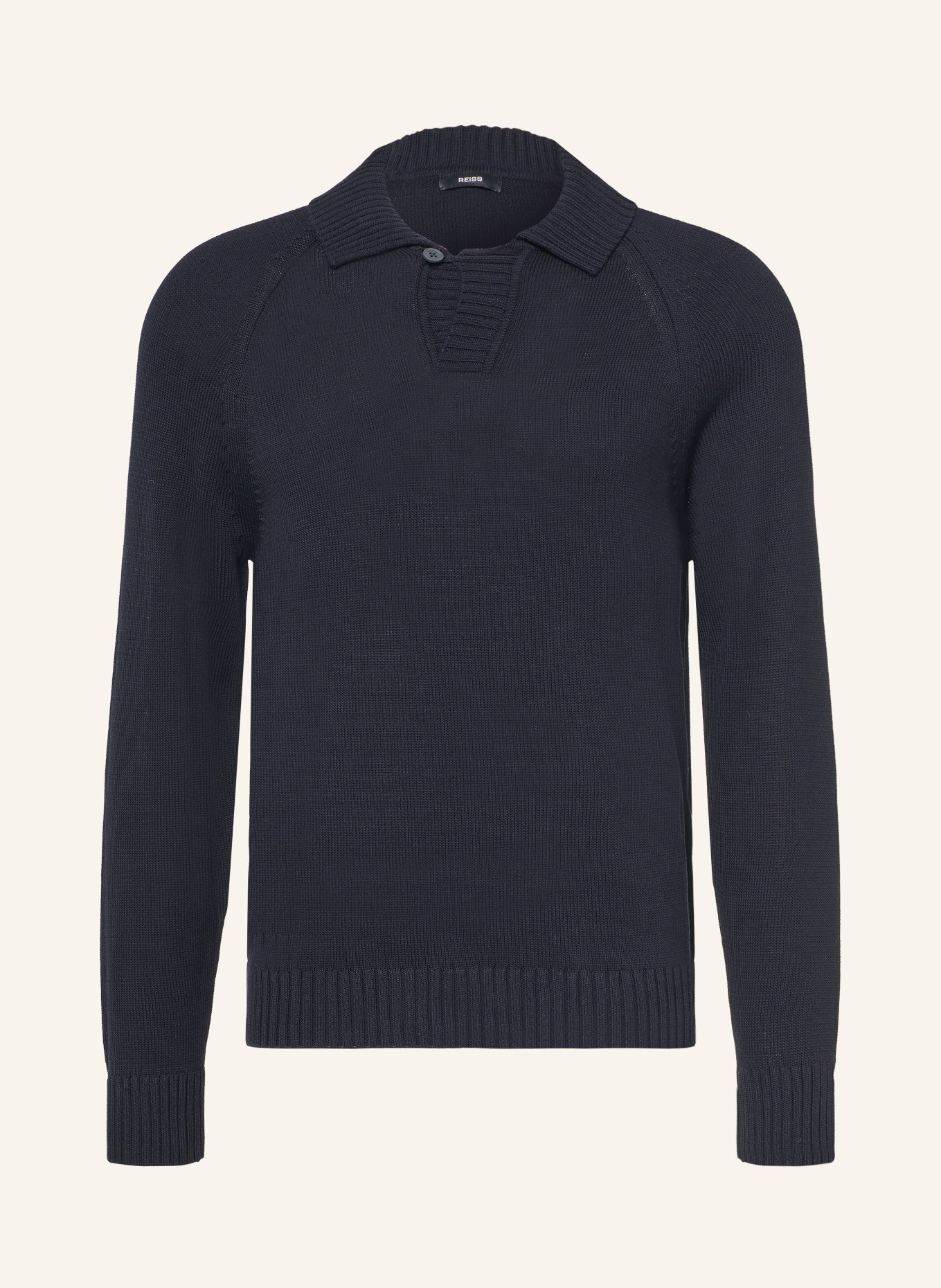 REISS Gebreid poloshirt ASHDOWN: ZWART