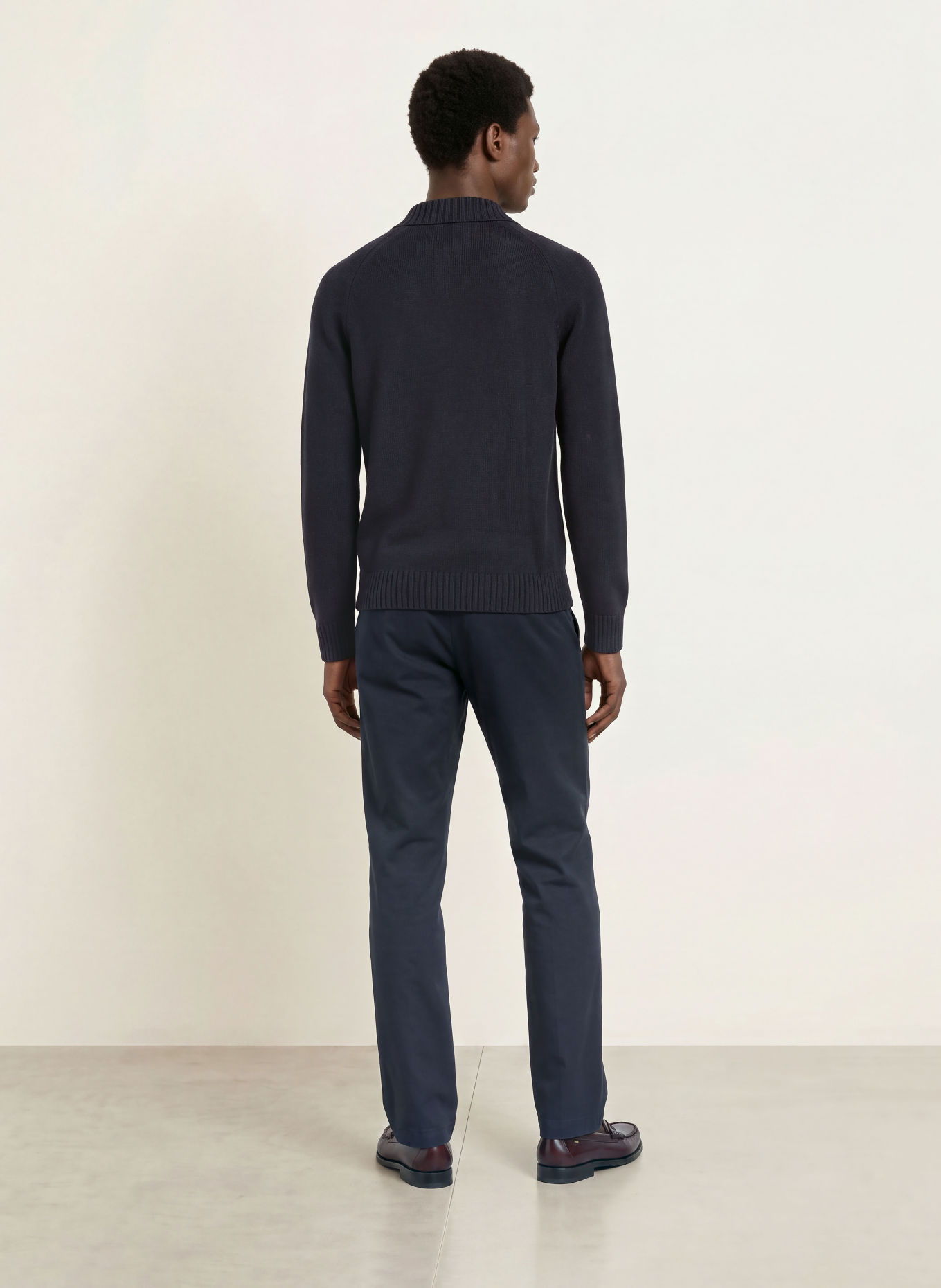 REISS Gebreid poloshirt ASHDOWN: ZWART