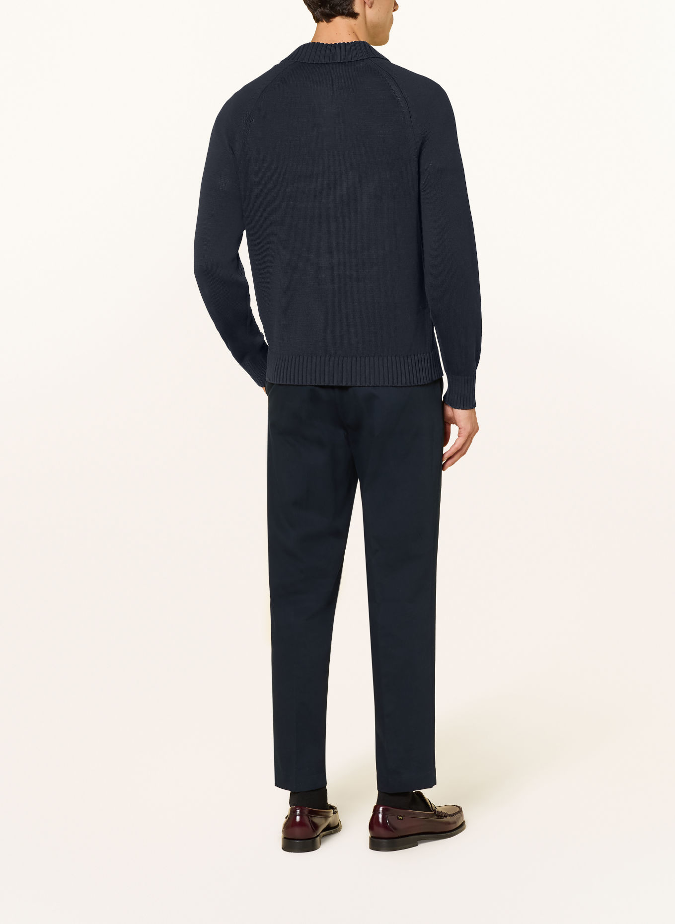 REISS Gebreid poloshirt ASHDOWN: ZWART