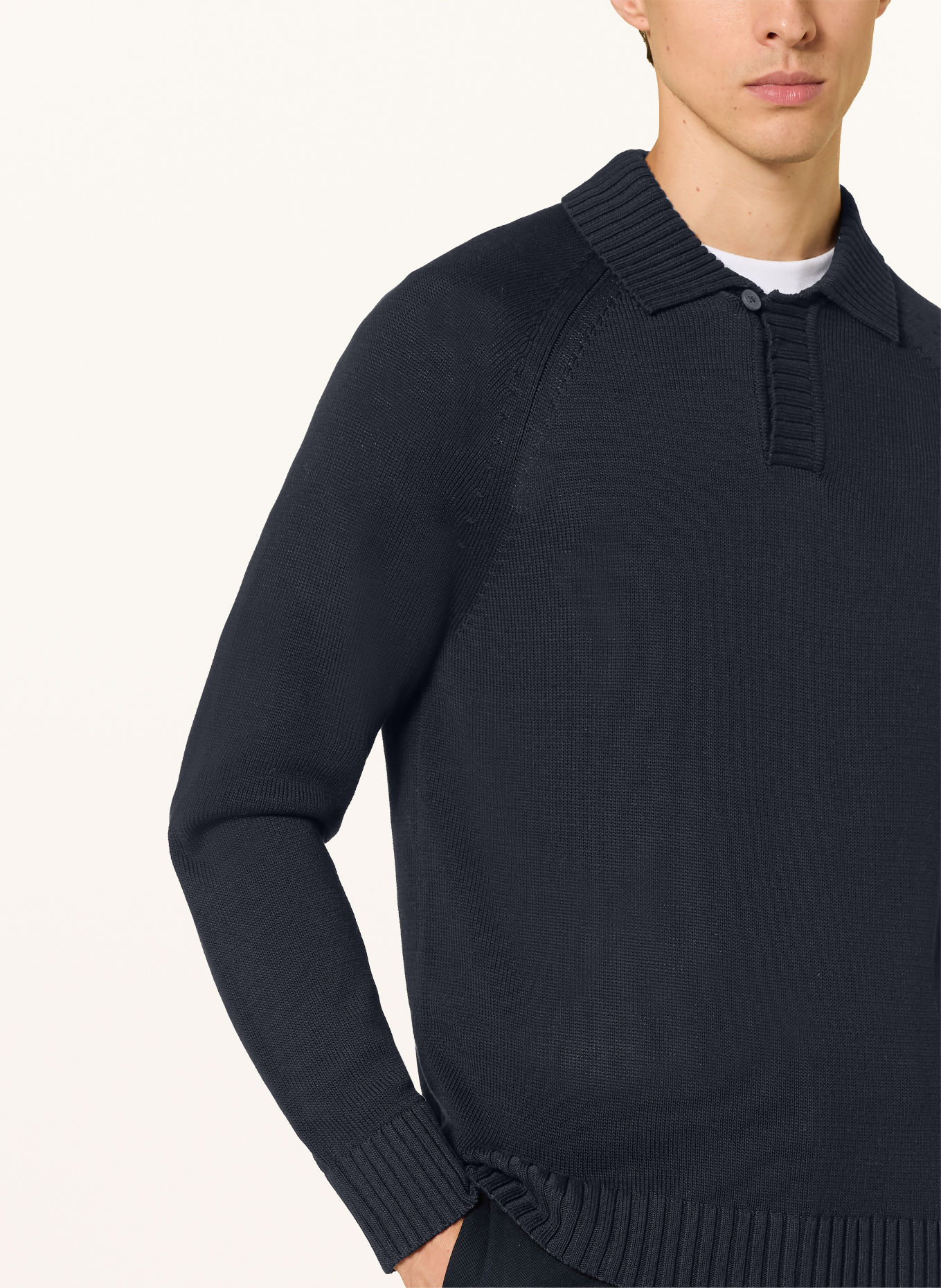 REISS Gebreid poloshirt ASHDOWN: ZWART