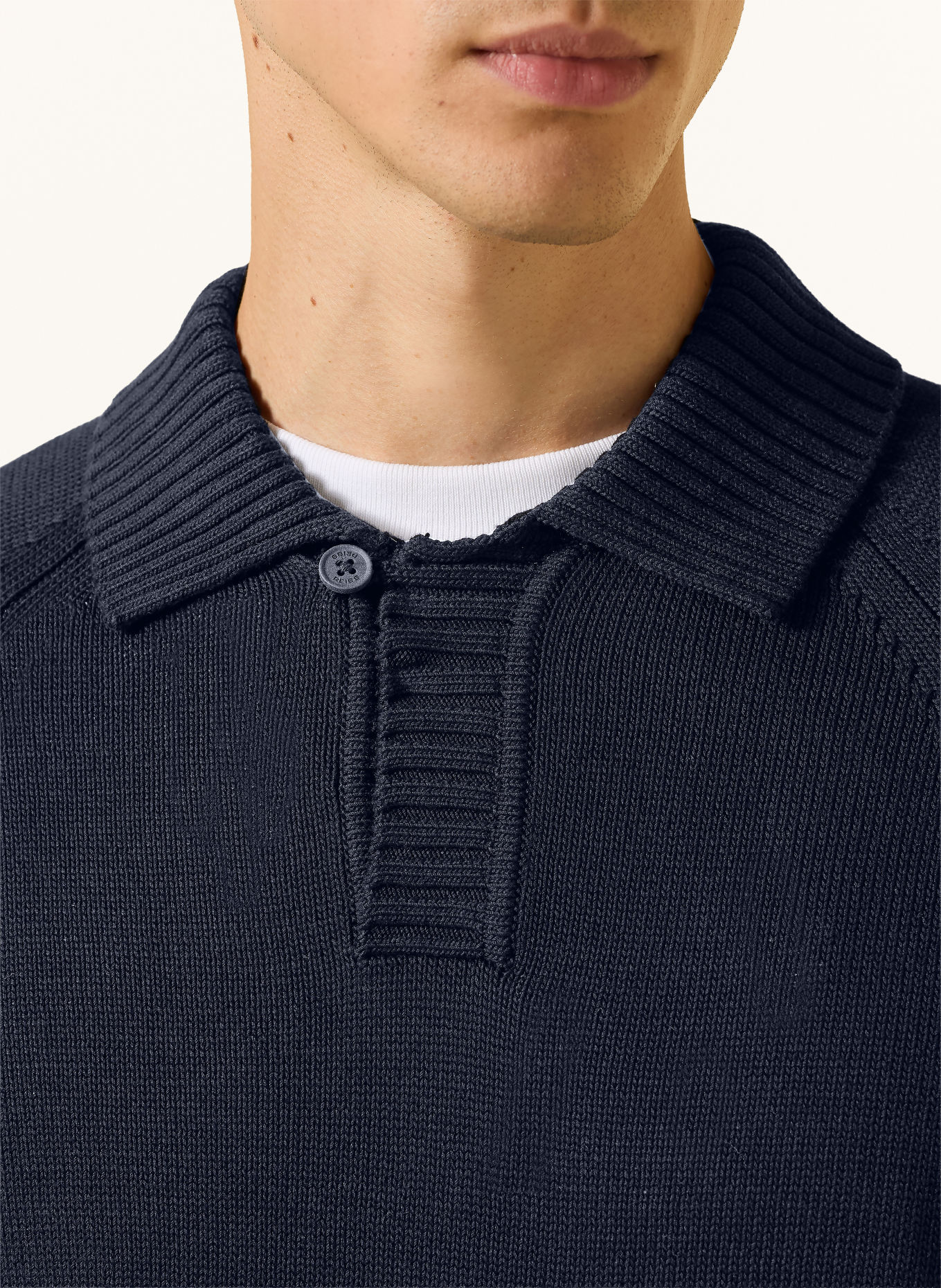 REISS Gebreid poloshirt ASHDOWN: ZWART