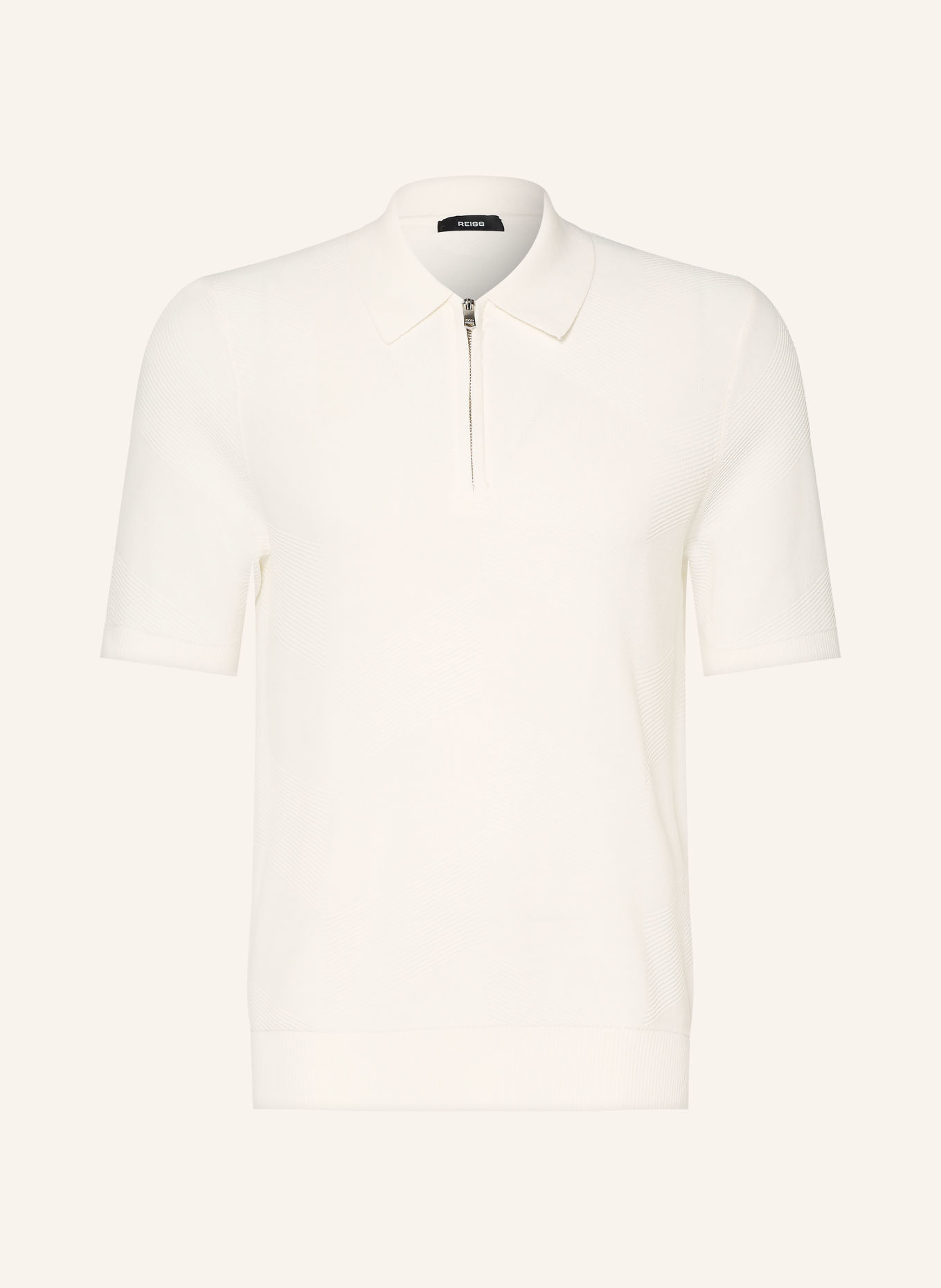 REISS LEIGHAM Knit polo shirt: ECRU