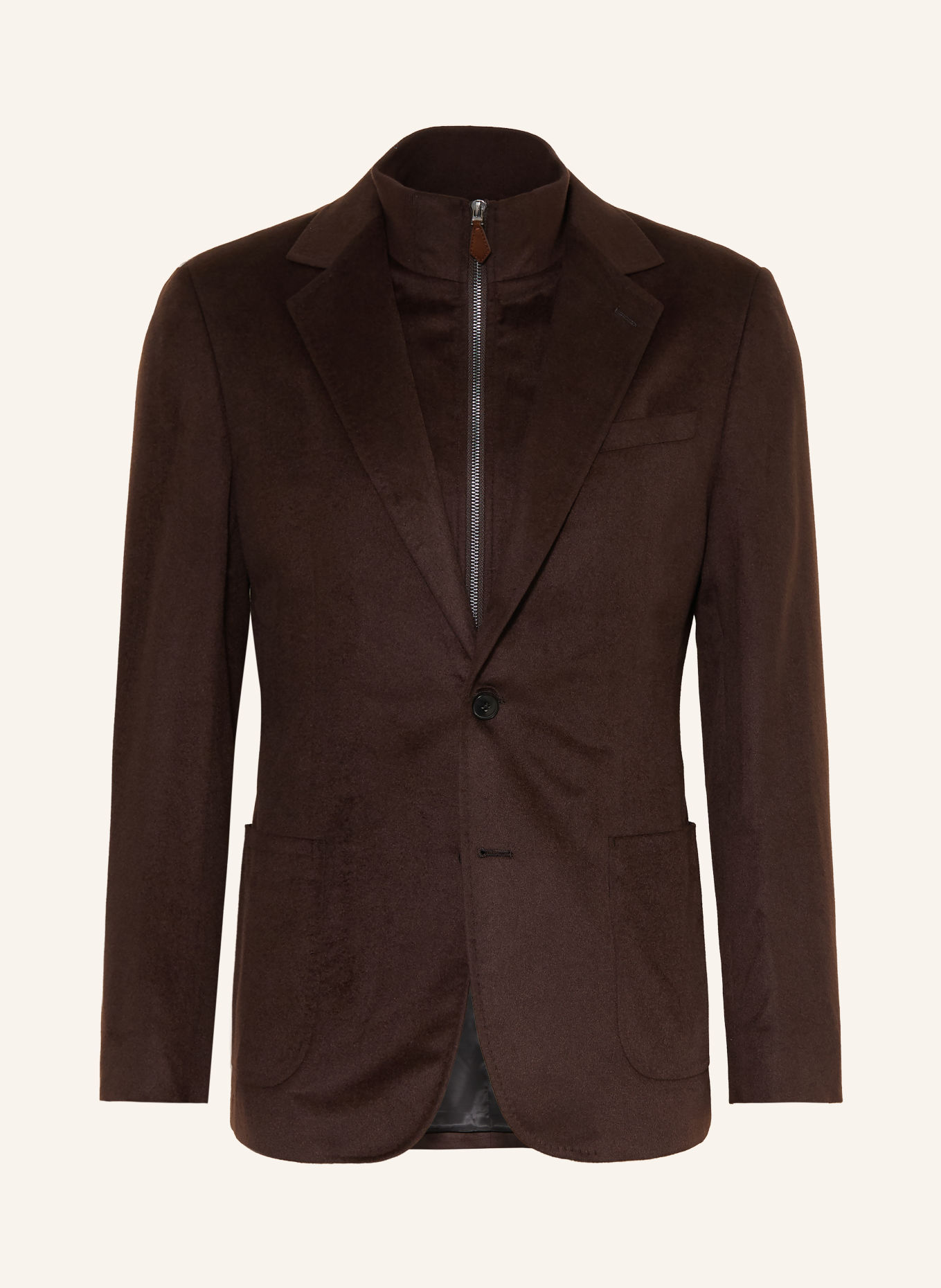 REISS Sakko PATCH Tailored Fit mit herausnehmbarer Blende: DUNKELBRAUN