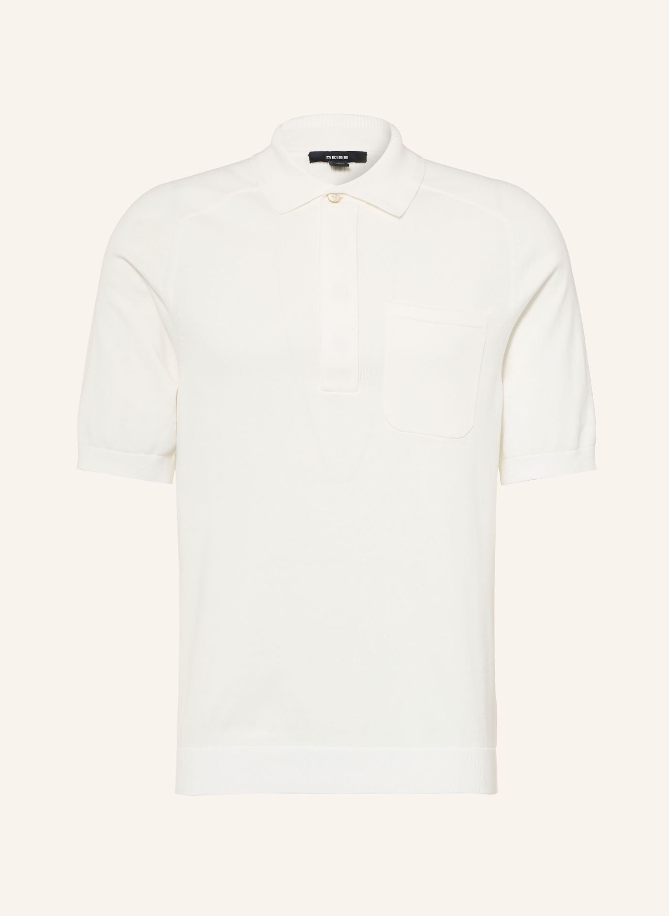REISS SELKIRK Knit polo shirt: WHITE