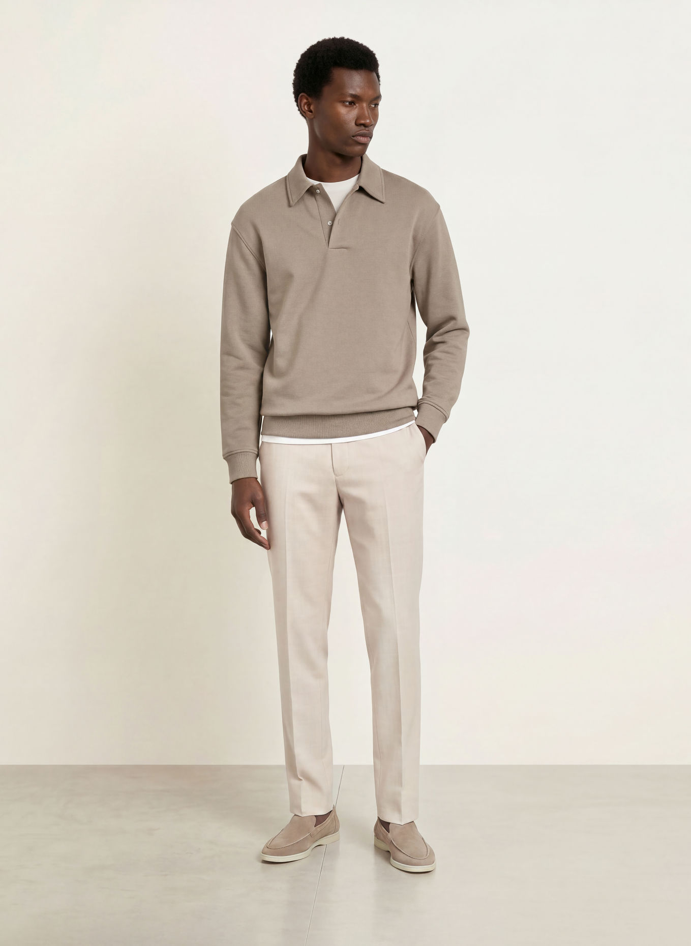REISS Sweat-Poloshirt BROOKS: TAUPE