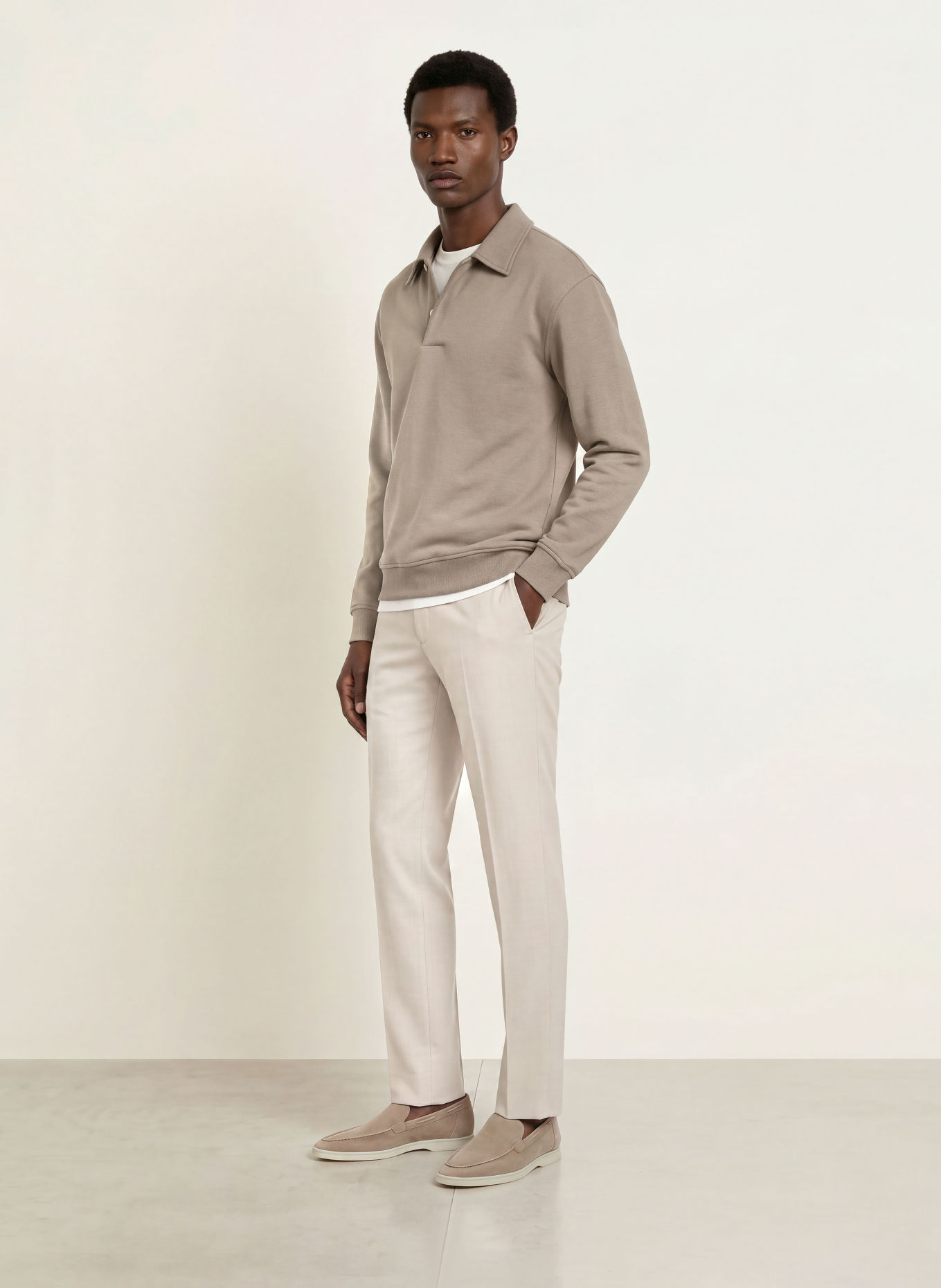 REISS Sweat-Poloshirt BROOKS: TAUPE
