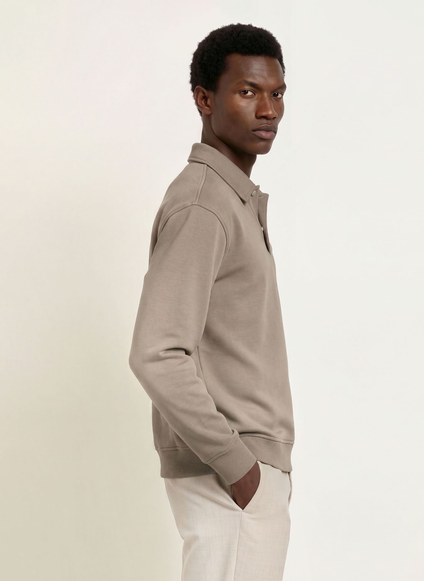 REISS Sweat-Poloshirt BROOKS: TAUPE