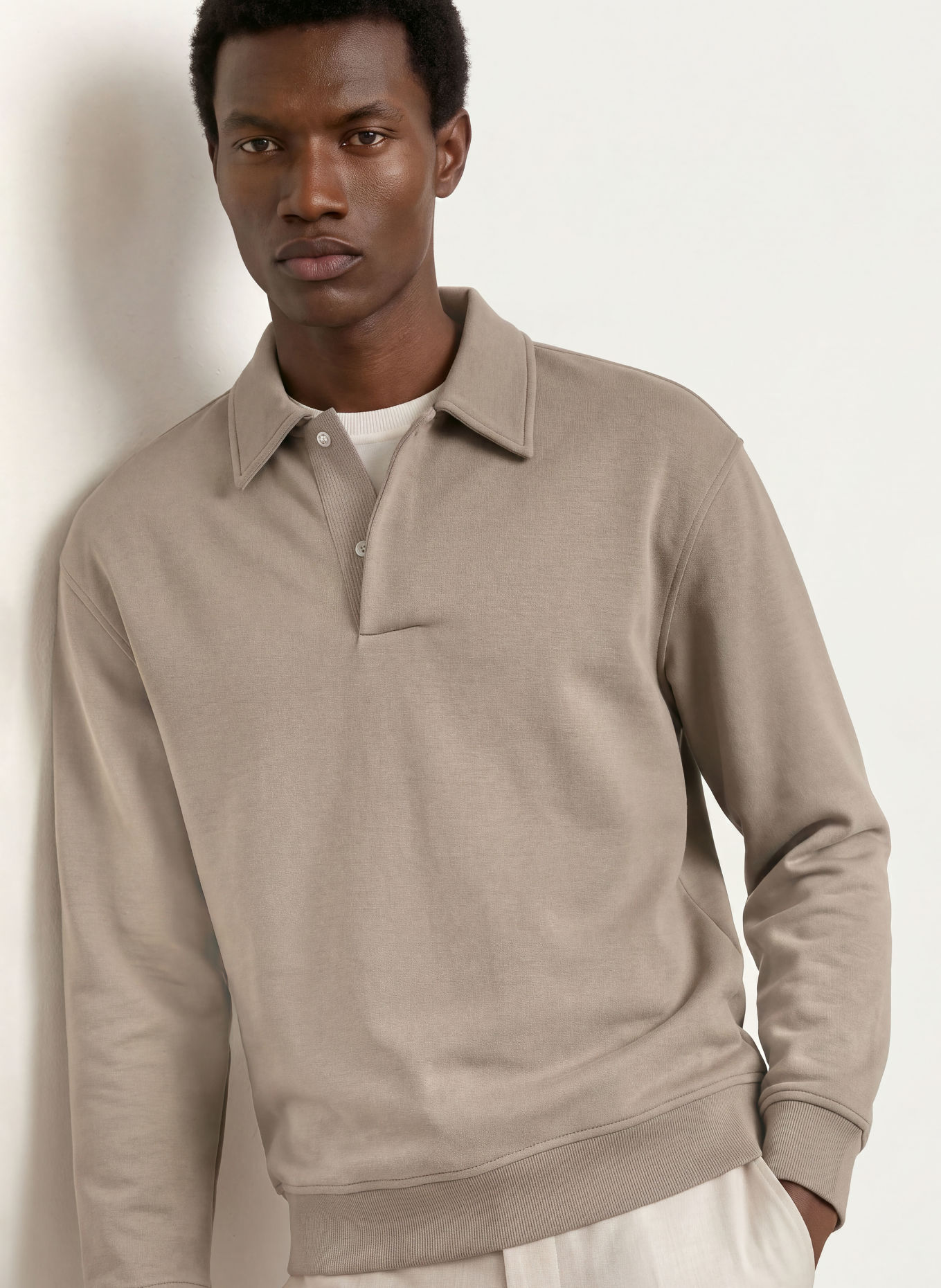 REISS Sweat-Poloshirt BROOKS: TAUPE