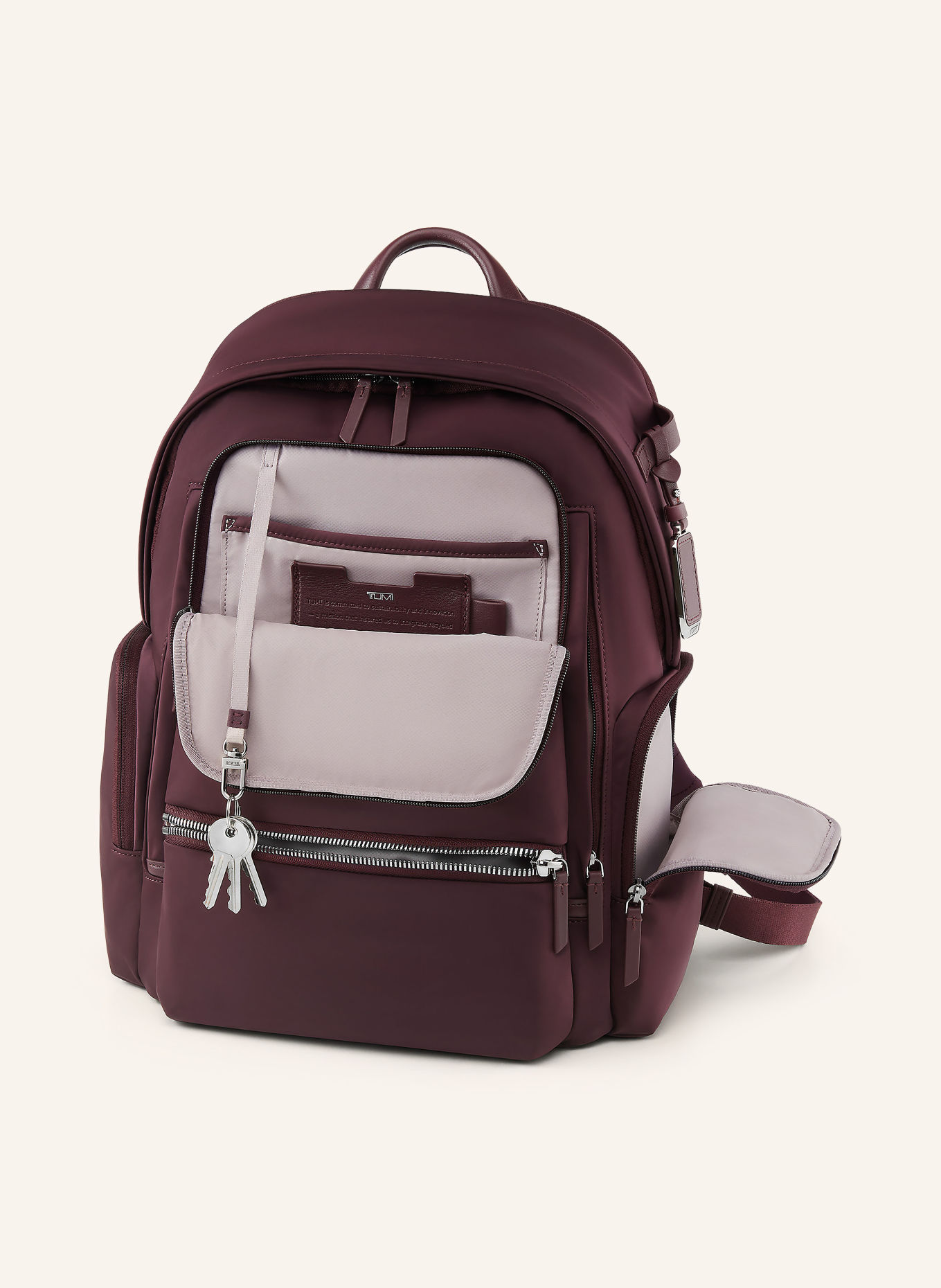 TUMI Sac à dos VOYAGEUR CELINA avec compartiment pour ordinateur portable: ROUGE FONCÉ / ARGENT