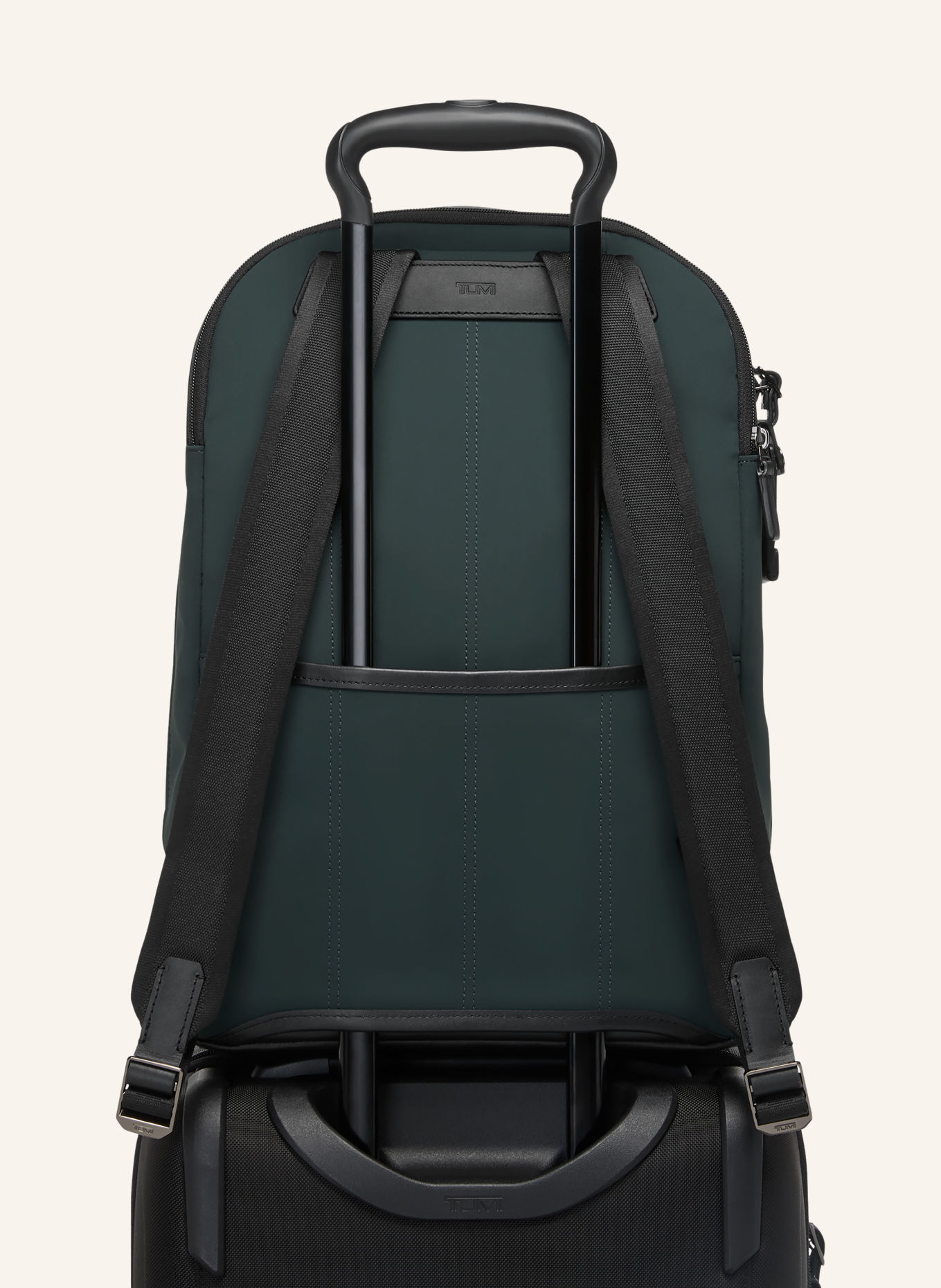 TUMI HARRISON WARREN Backpack with laptop compartment: DARK GREEN / BLACK