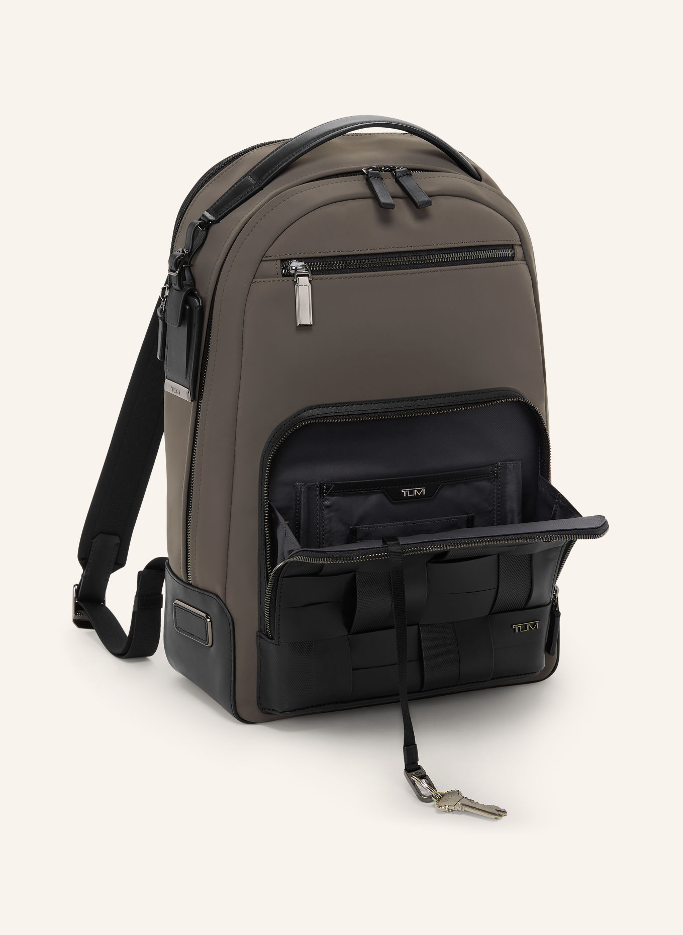TUMI HARRISON WARREN Backpack with laptop compartment: TAUPE / BLACK