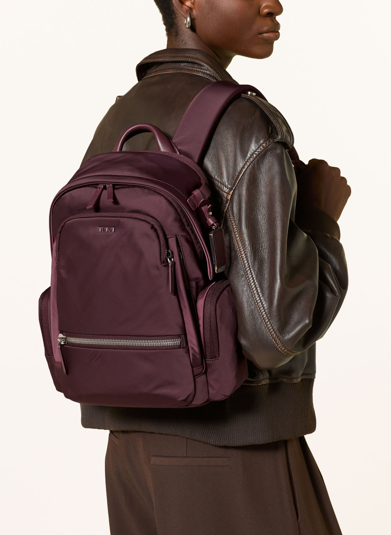 TUMI VOYAGEUR CELINA MEDIUM Backpack with laptop compartment: DARK RED / SILVER