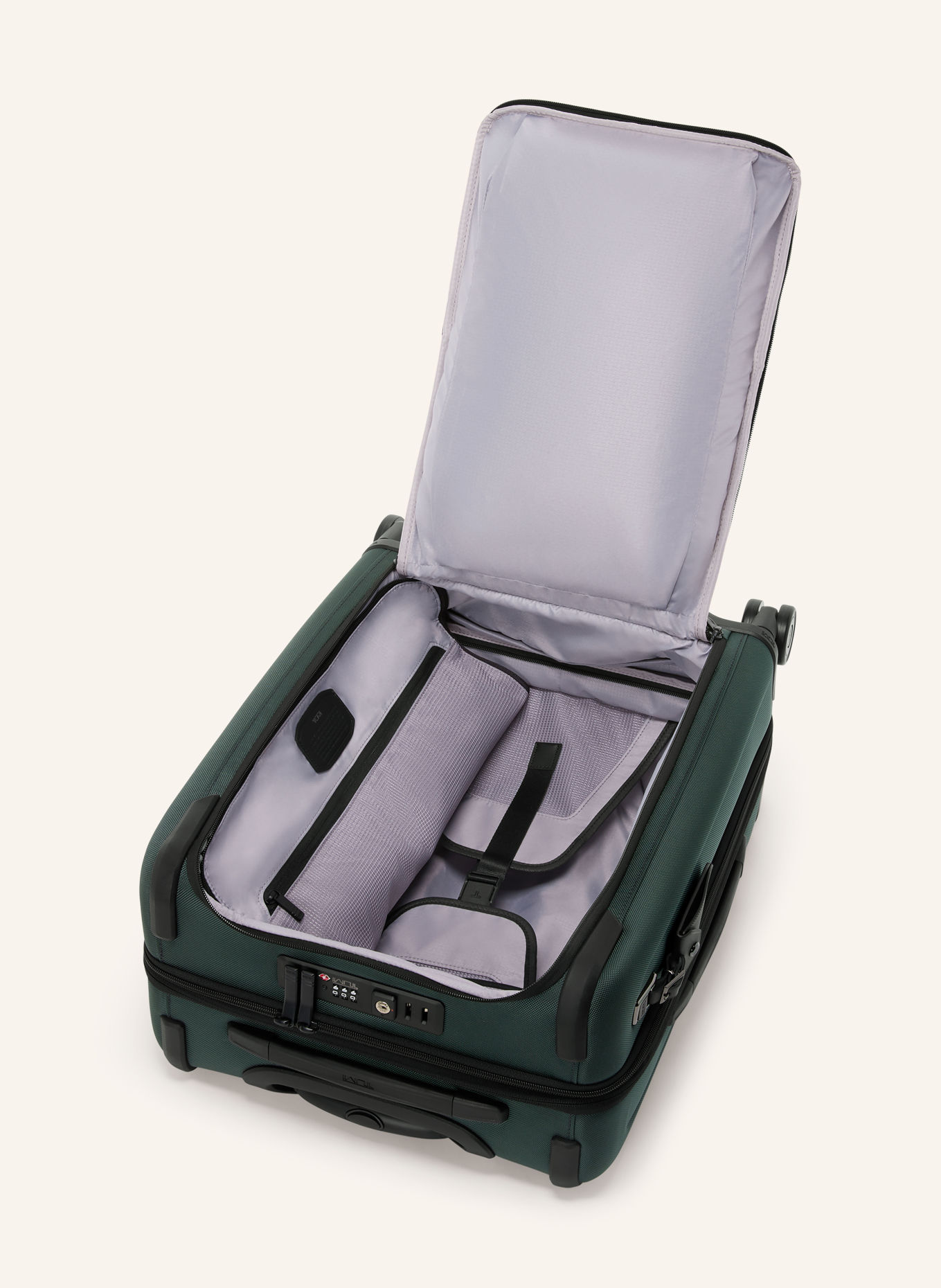 TUMI ALPHA Trolley LARGE DUAL ACCESS EXPANDABLE CABIN: DARK GREEN / BLACK