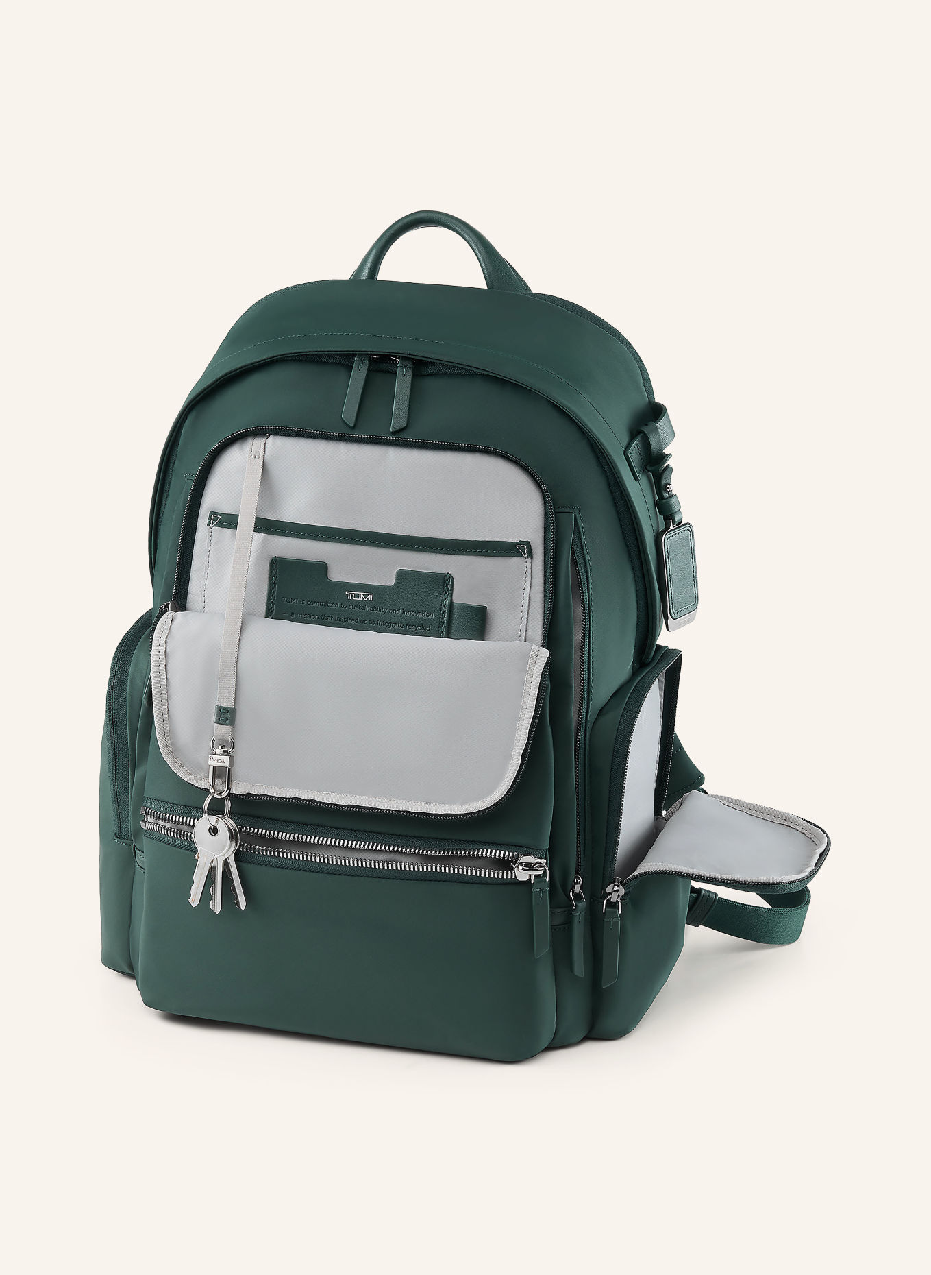 TUMI VOYAGEUR Rucksack CELINA mit Laptop-Fach: DUNKELGRÜN / SILBER