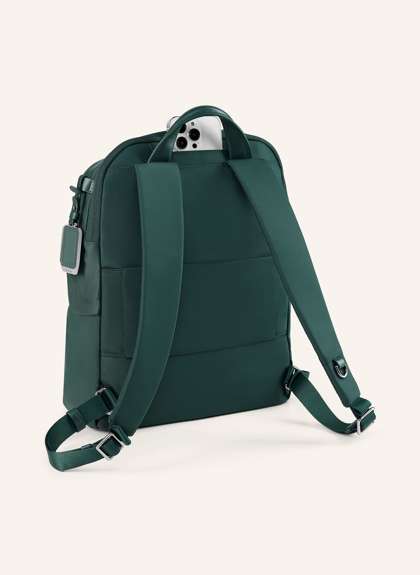TUMI VOYAGEUR HALSEY Backpack with laptop compartment: DARK GREEN / SILVER