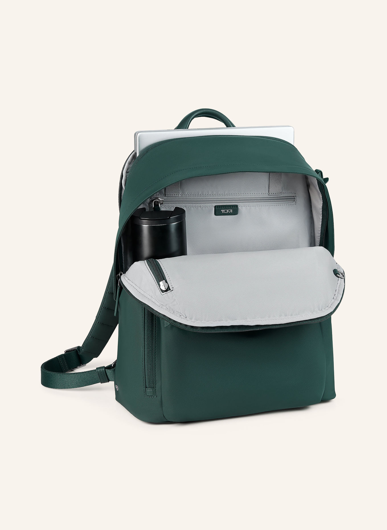 TUMI VOYAGEUR HALSEY Backpack with laptop compartment: DARK GREEN / SILVER