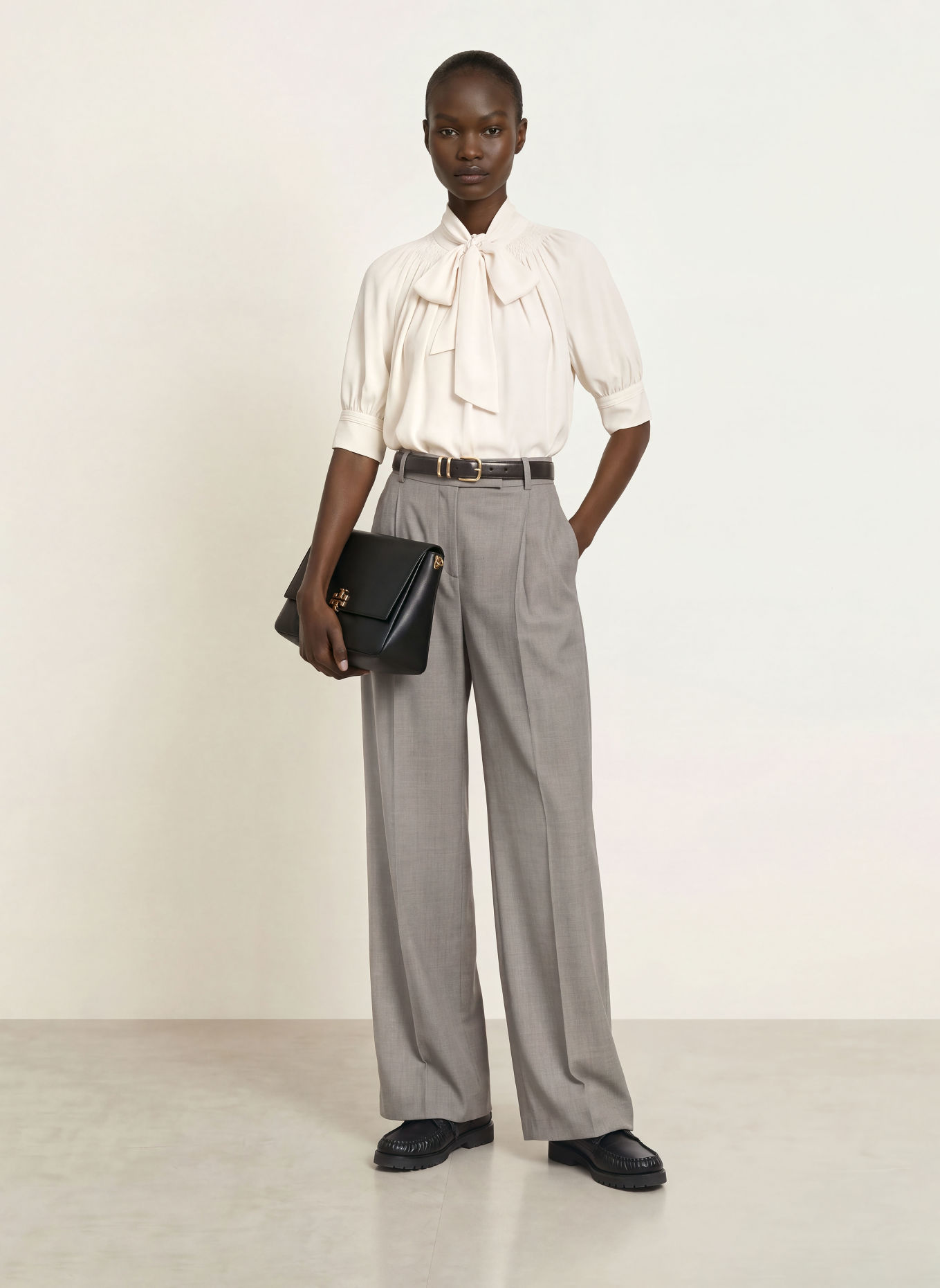 REISS Pantalon palazzo DARCY: GRIS
