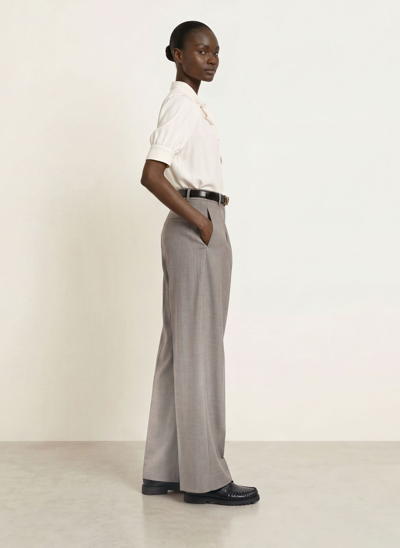 REISS Pantalon palazzo DARCY: GRIS