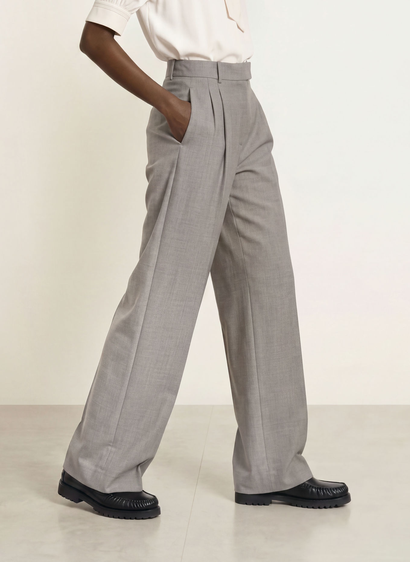 REISS Pantalon palazzo DARCY: GRIS