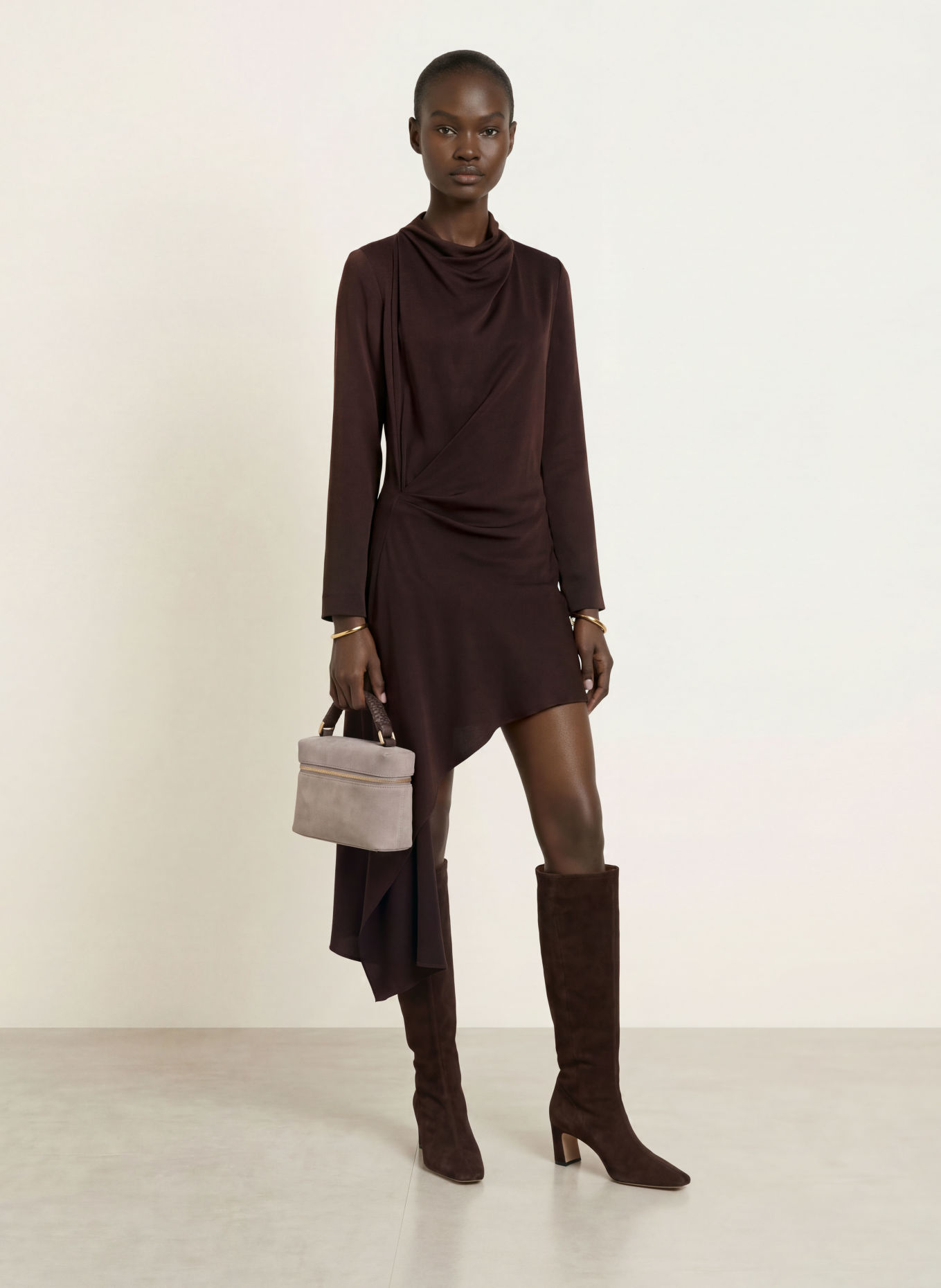 REISS Robe BETHANY à effet portefeuille: ROUGE FONCÉ