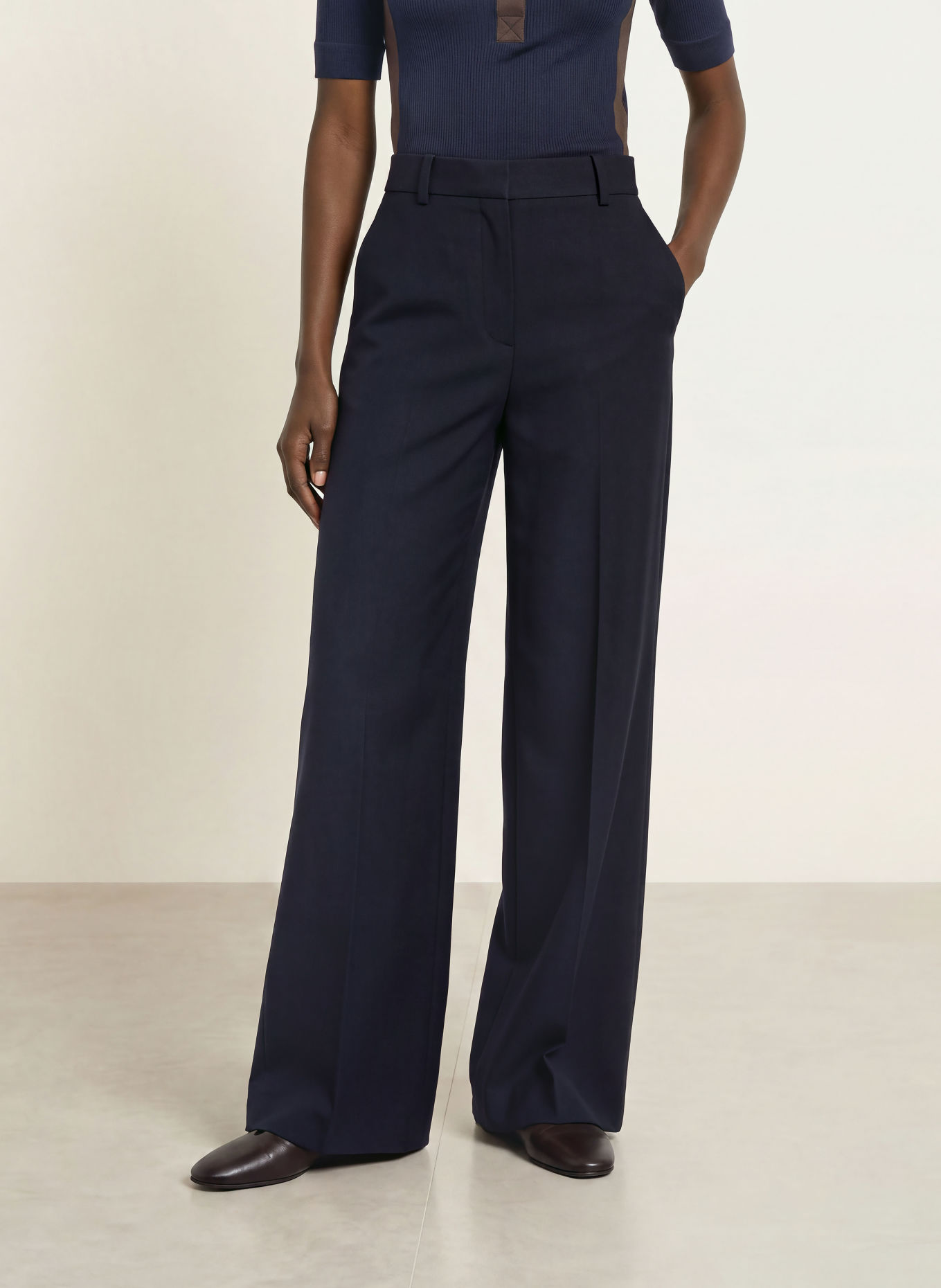REISS Pantalon palazzo SOLENE: BLEU FONCÉ