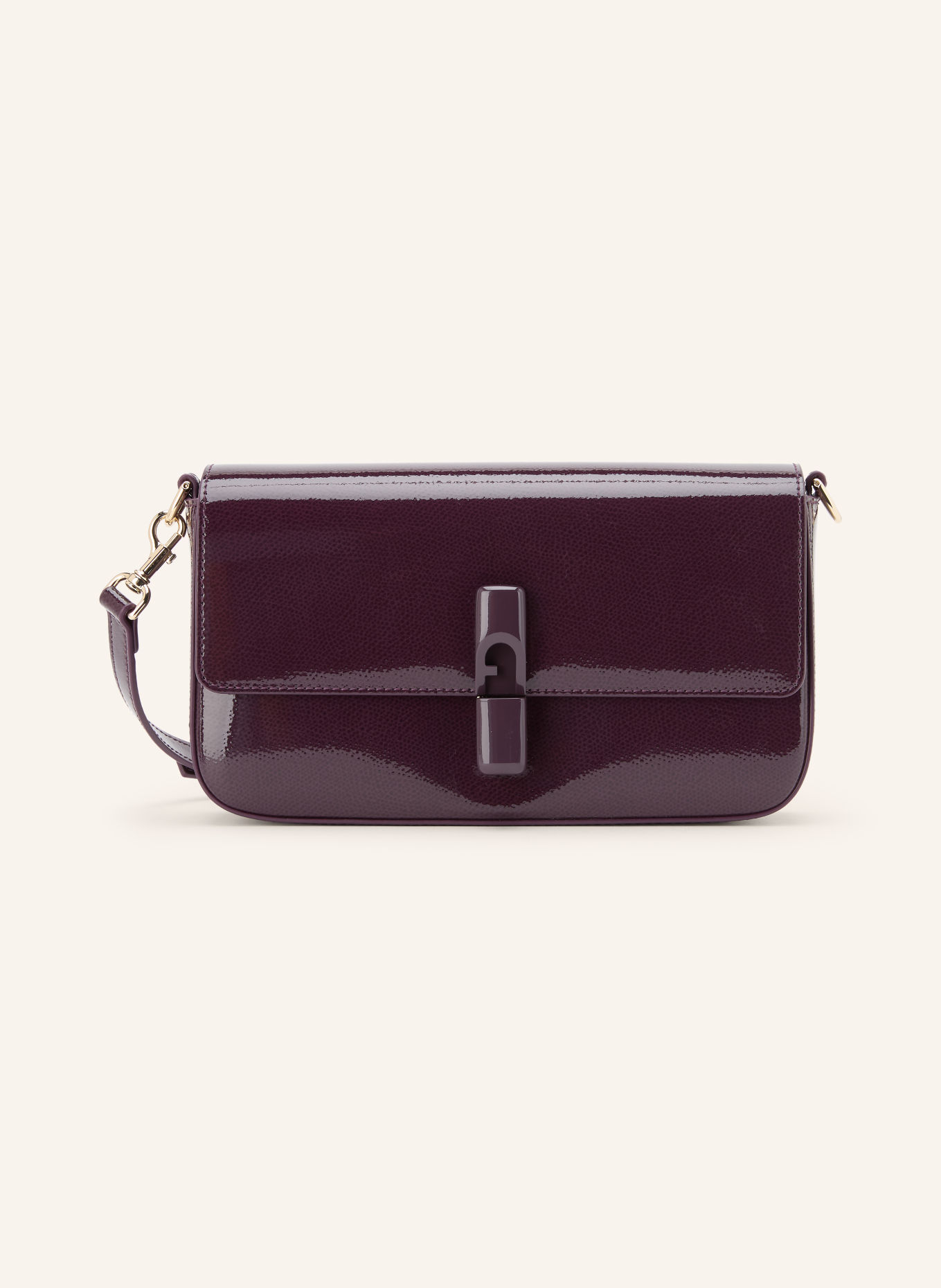 FURLA Schoudertas IRIDE SMALL: DONKERPAARS / GOUD
