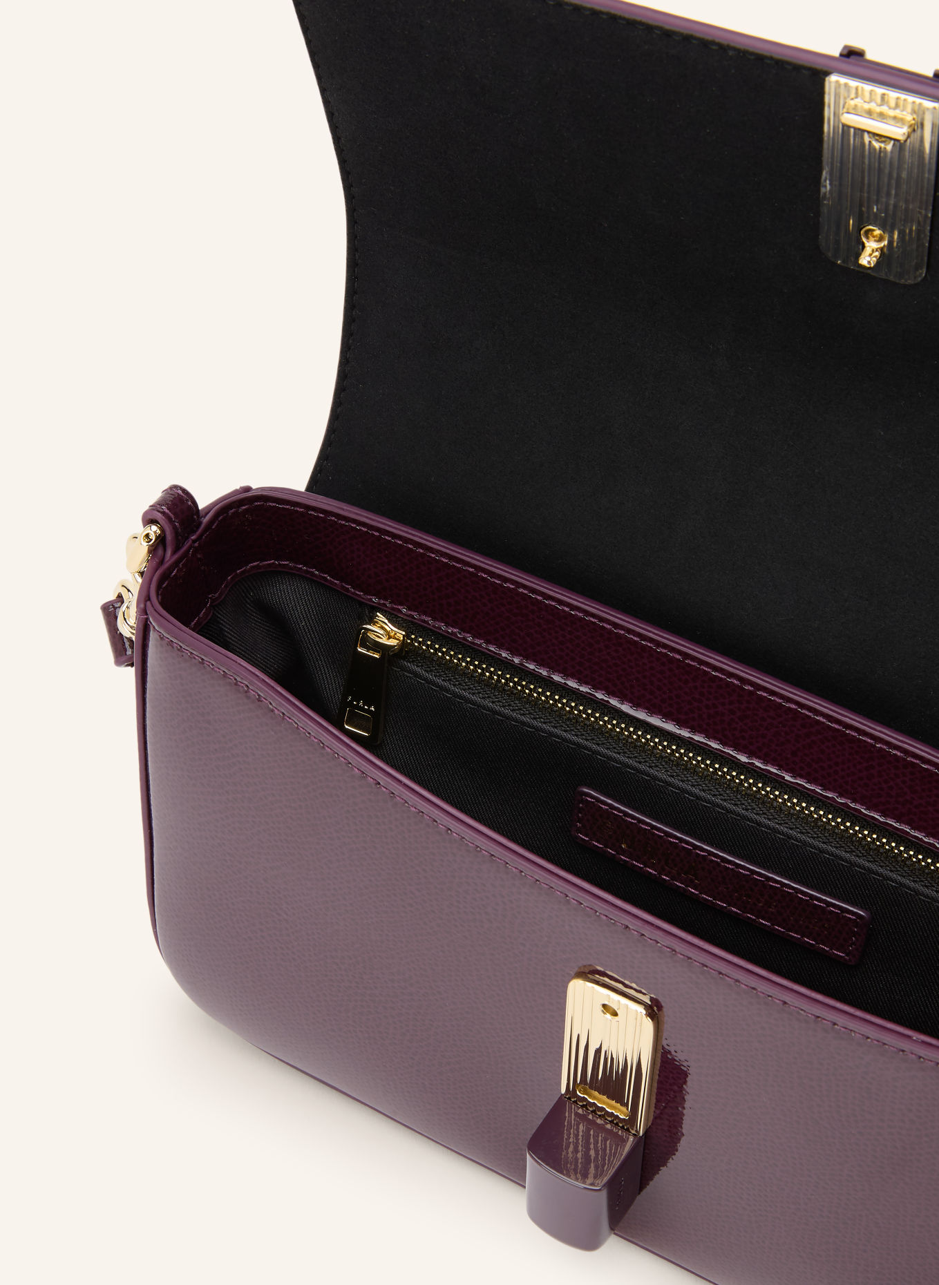FURLA Schoudertas IRIDE SMALL: DONKERPAARS / GOUD