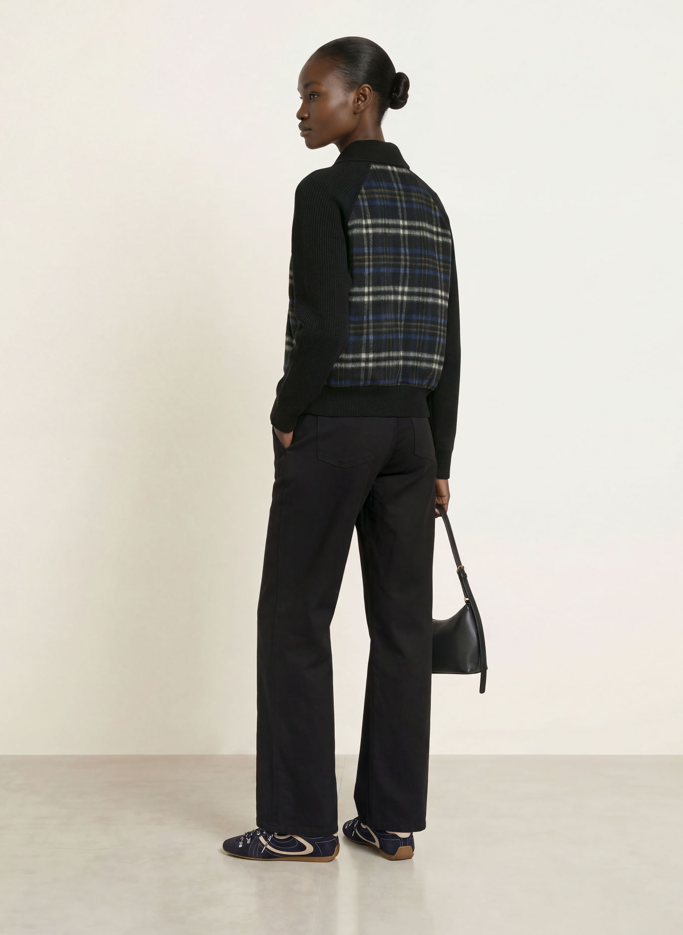 CLAUDIE PIERLOT Jacke im Materialmix: DUNKELBLAU / CREME / HELLGRAU