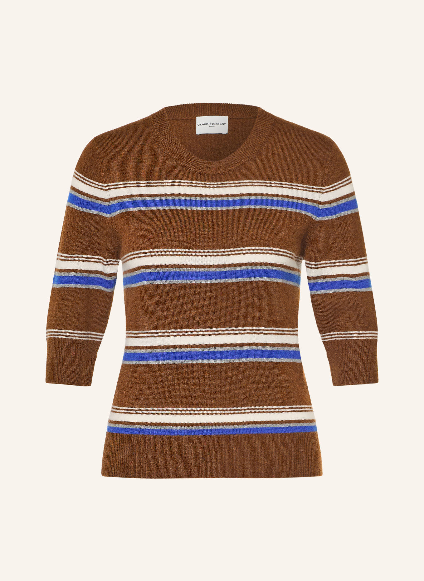 CLAUDIE PIERLOT Pullover mit 3/4-Arm: BRAUN / CREME / BLAU
